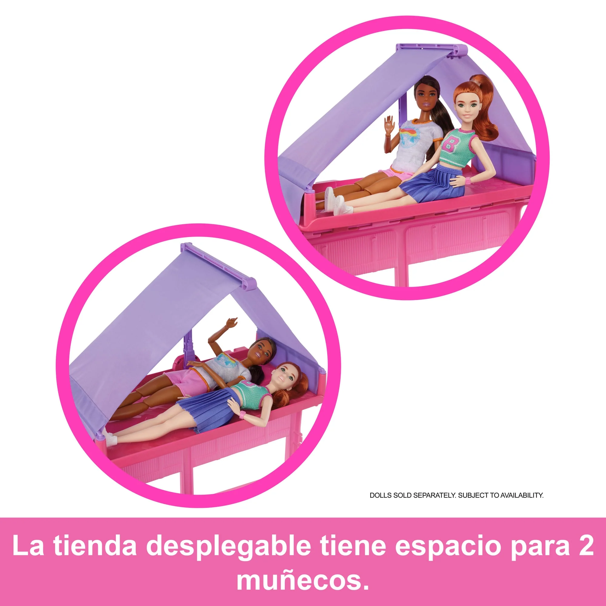 Conjunto De Juego Súper Caravana Dreamcamper De Barbie Con Tienda De Campaña En El Techo, Barbacoa Con Función De Cambio De Color Y Más De 60 Accesorios - Image 3