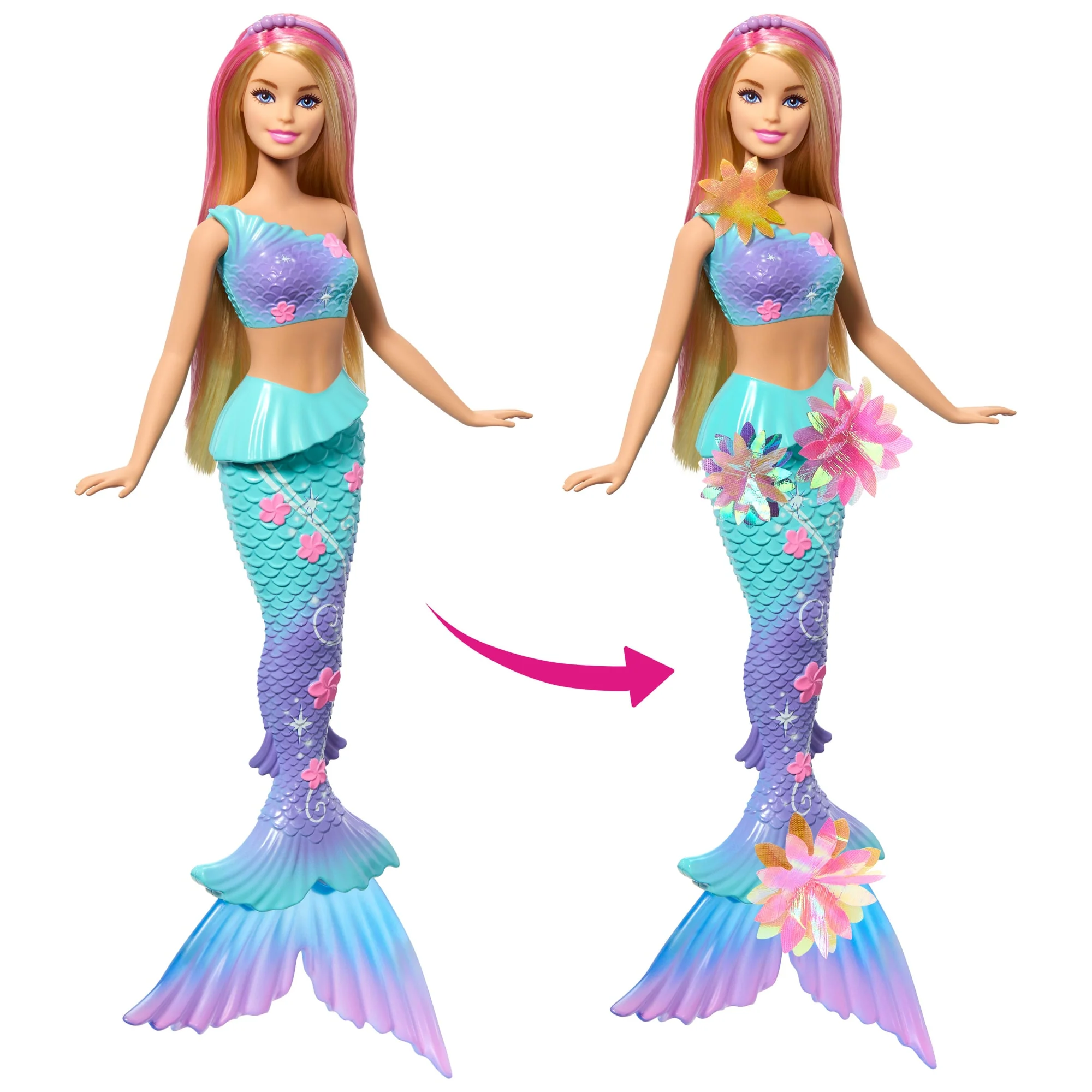 Barbie Syrenka Rozkwitające kwiaty Lalka blondynka z funkcją Zabawka 3+ - Image 2