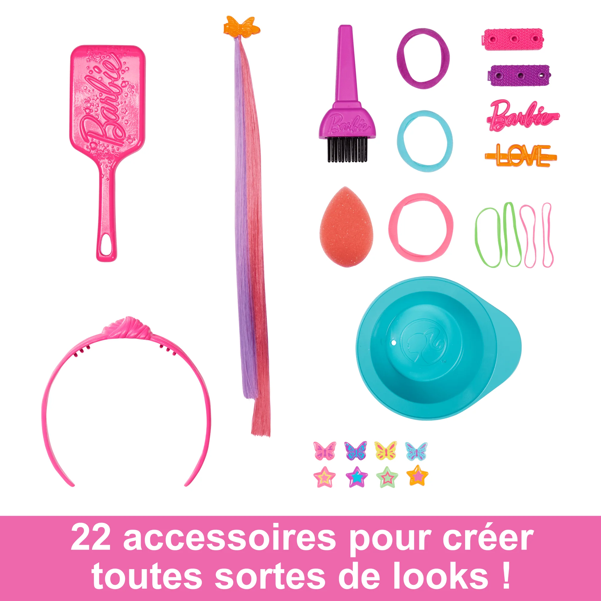 Barbie-Ultra Chevelure-Tête À Coiffer Blonde Mèches Arc-En-Ciel - Image 3