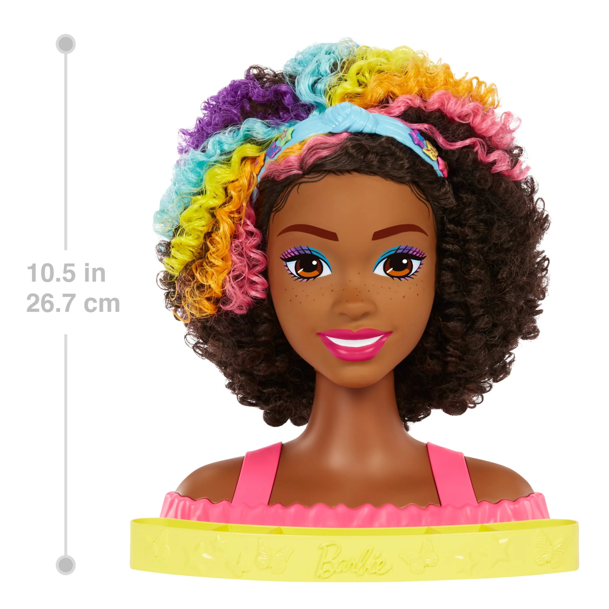 Barbie-Ultra Chevelure-Tête À Coiffer Brune Frisée Mèches Arc-En-Ciel - Image 7