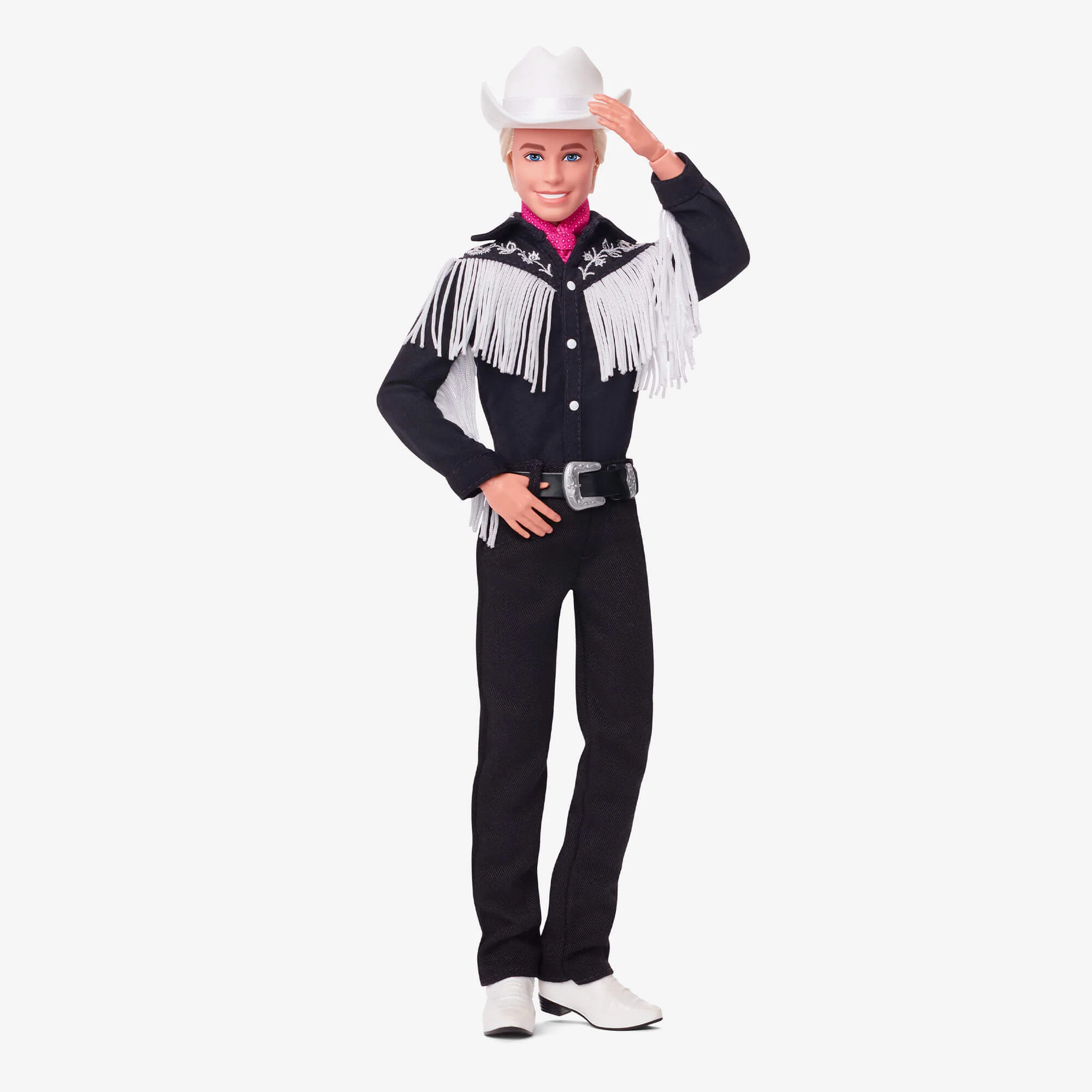 Barbie Le Film Poupée Ken À Collectionner Inspirée Du Film Barbie, Avec Tenue Noire À Franges Blanches, Chapeau Et Bottes De Cowboy De Couleur Blanche Et Bandana Rose - Image 3