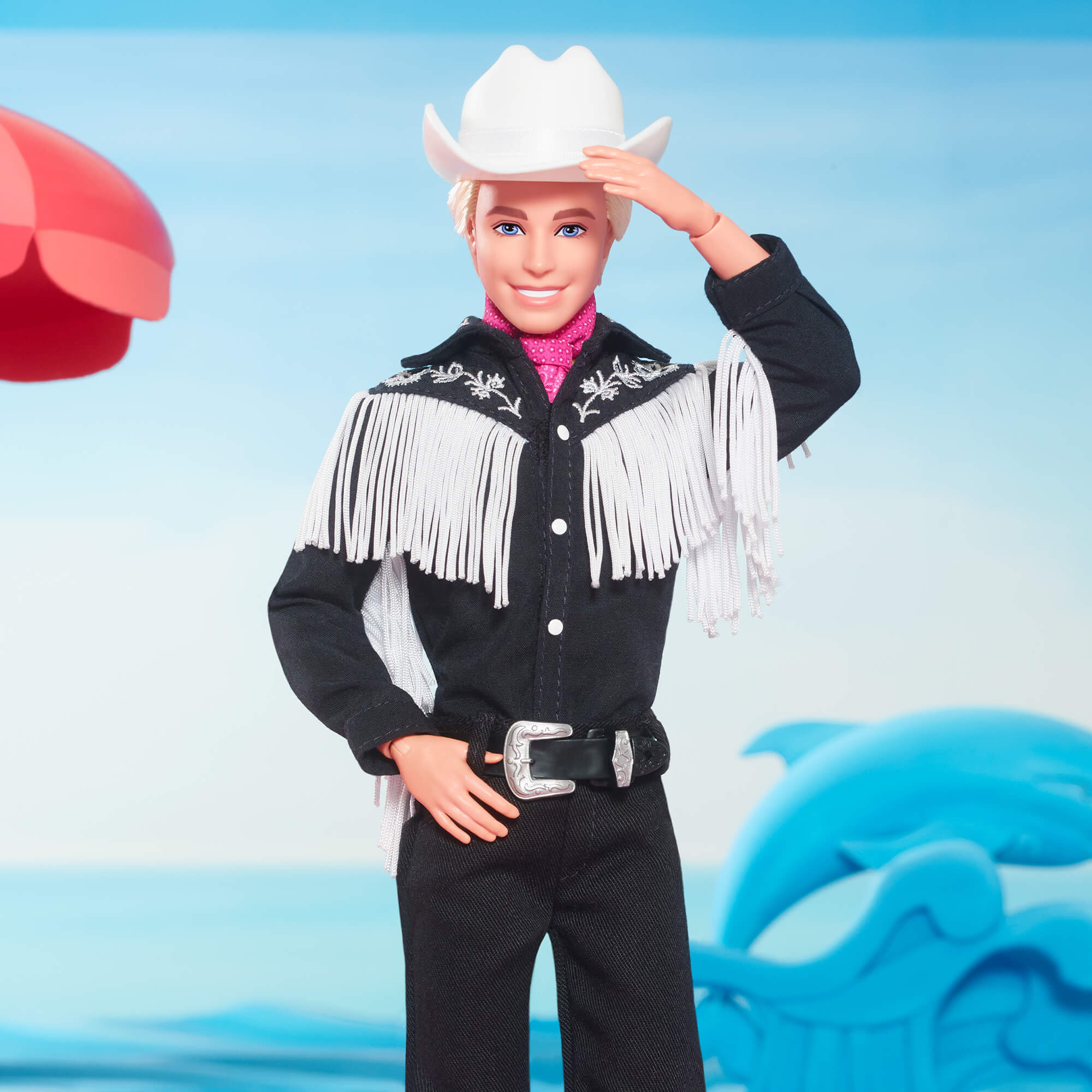 Barbie Le Film Poupée Ken À Collectionner Inspirée Du Film Barbie, Avec Tenue Noire À Franges Blanches, Chapeau Et Bottes De Cowboy De Couleur Blanche Et Bandana Rose - Image 9