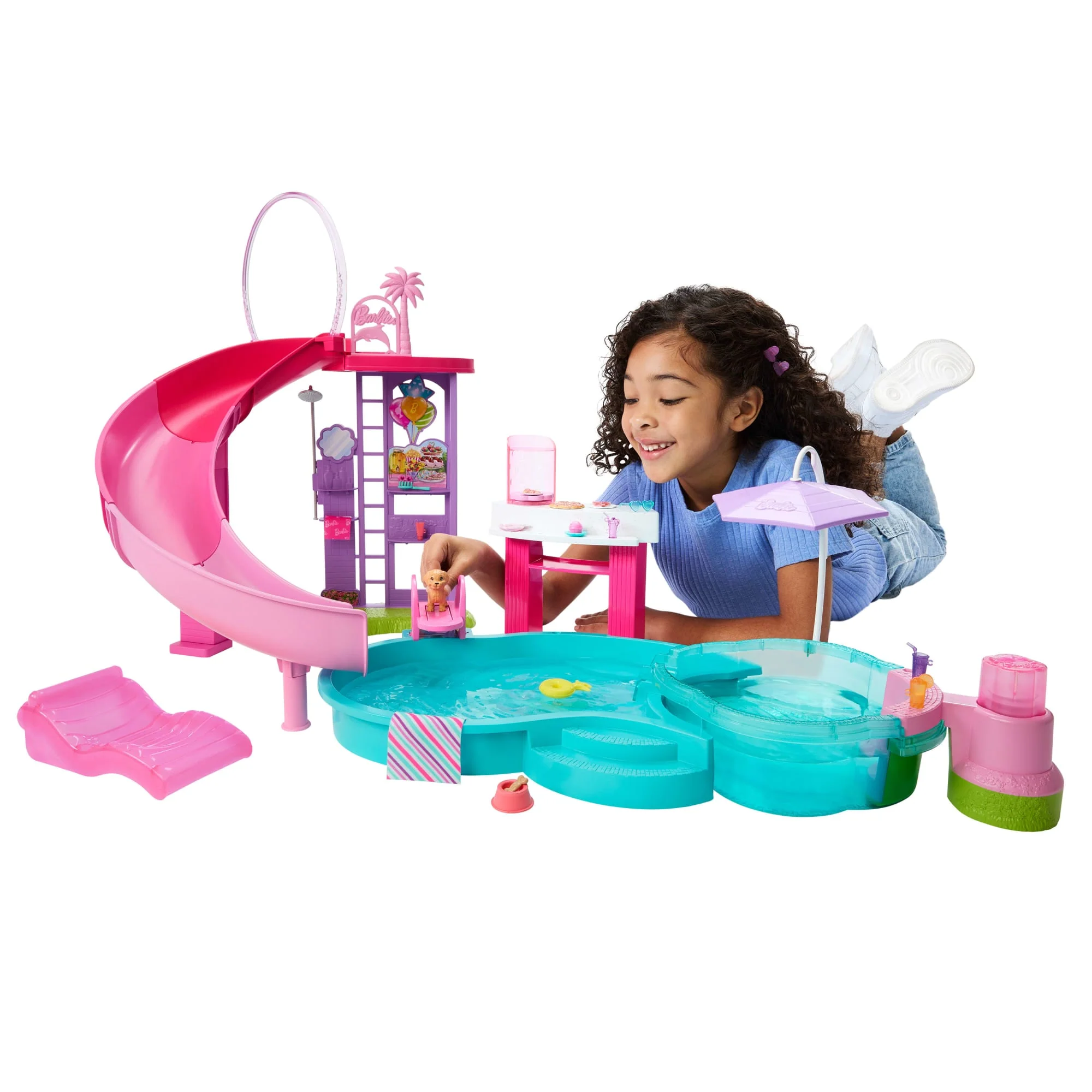 Barbie Traumpool Spielset Mit Rutsche Und Schäumendem Whirlpool Sowie Über 20 Zubehörteilen Wie Haustier, Schwimmringe Und Mehr - Image 2