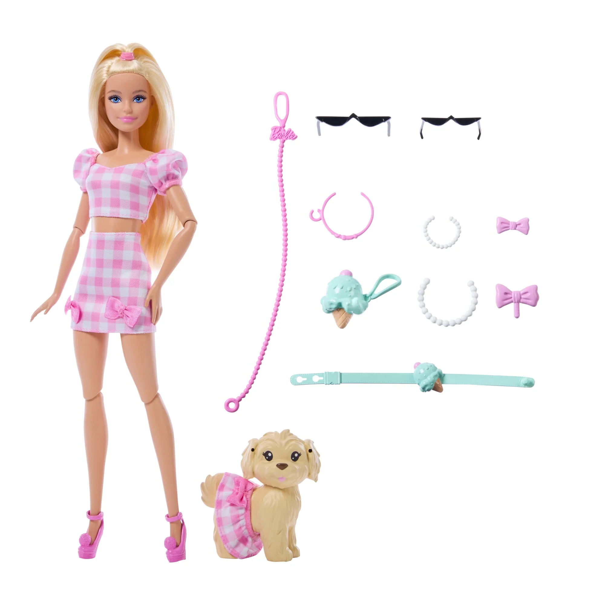 Barbie Twinning Looks Modepuppe Mit Hündchen, Zusammenpassende Rosa Outfits Und Accessoires, Blond - Image 6
