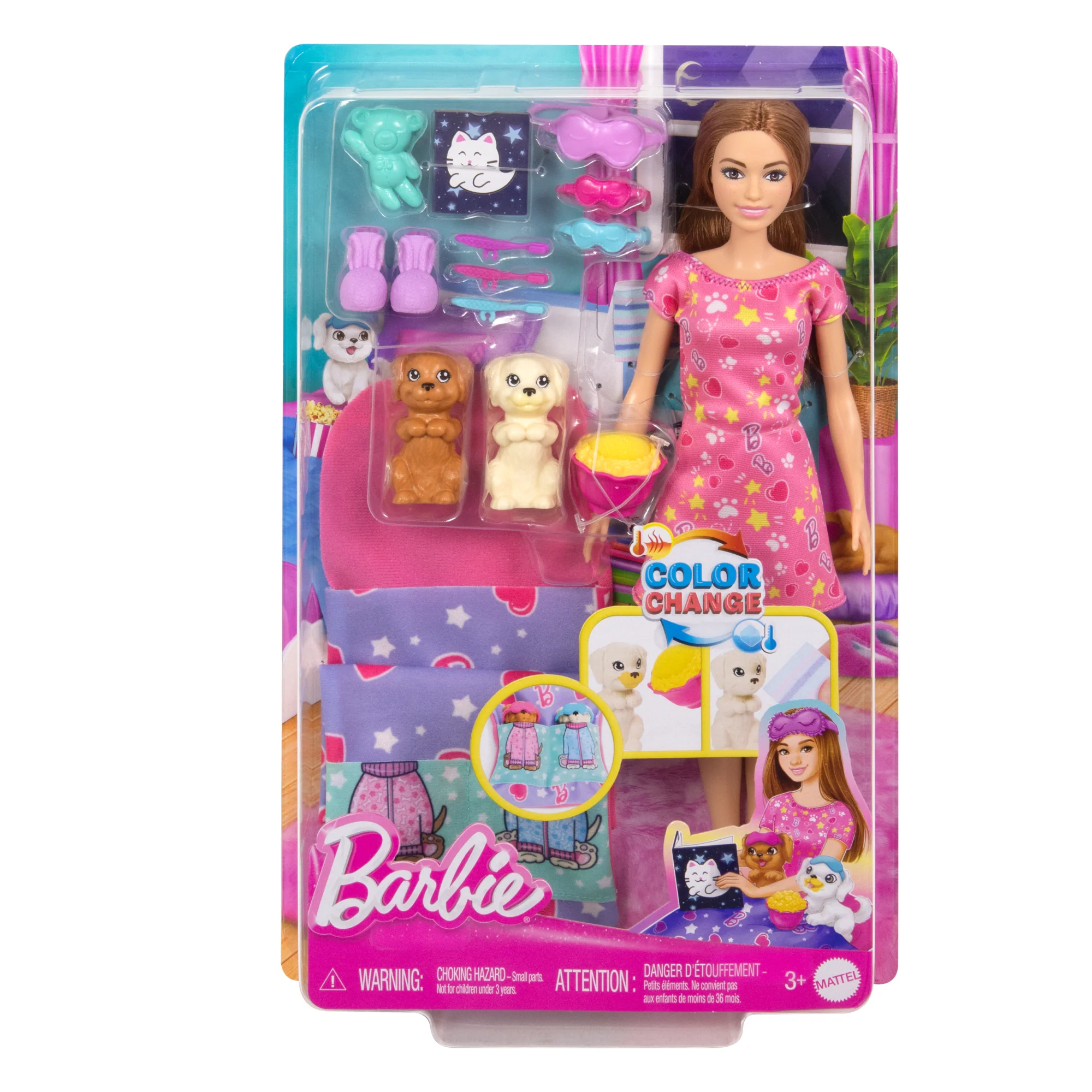 Barbie Ve Köpekçikleri Pijama Partisi Oyun Seti, 2 Oyuncak Köpek Figürü, 10'Dan Fazla Aksesuar Ve Renk Değişimi - Image 6