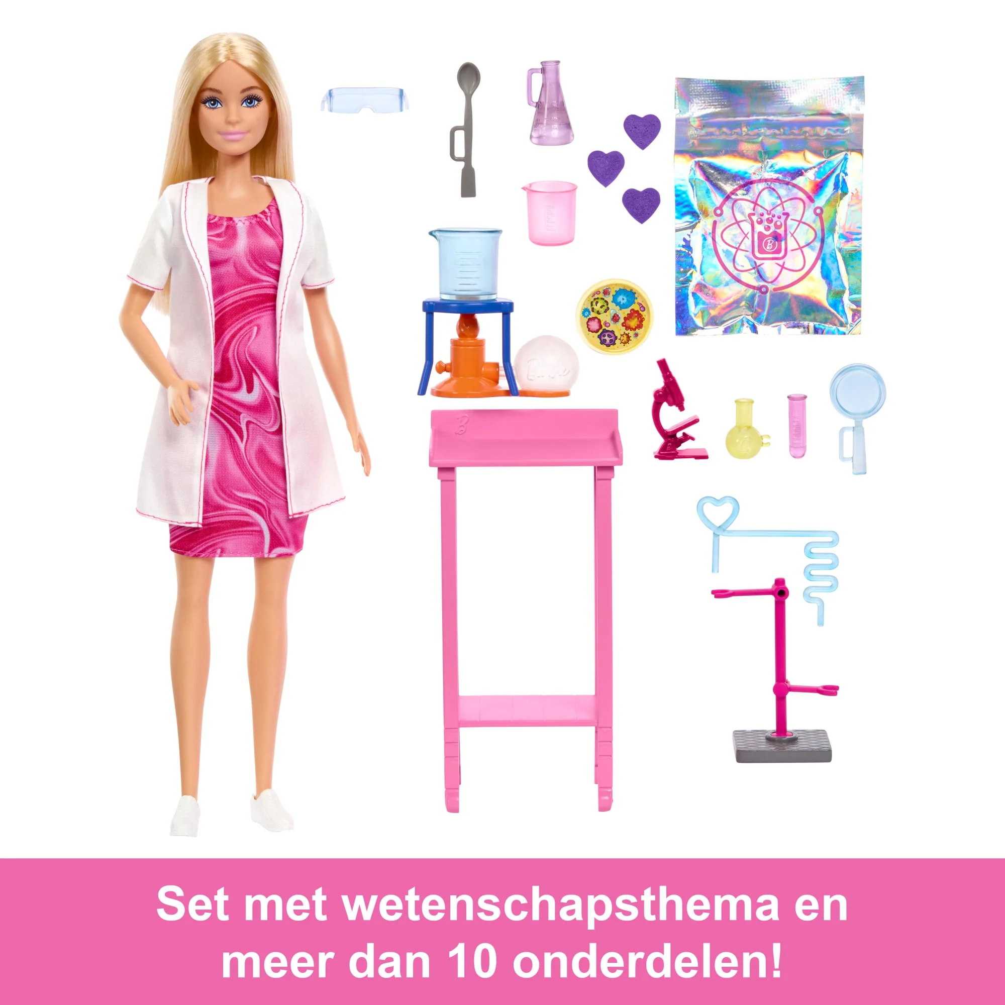Barbie Wetenschapper, Pop En Accessoires, Met Blonde Modepop, Laboratoriumtafel, En Van Kleur Veranderende Accessoires - Image 3