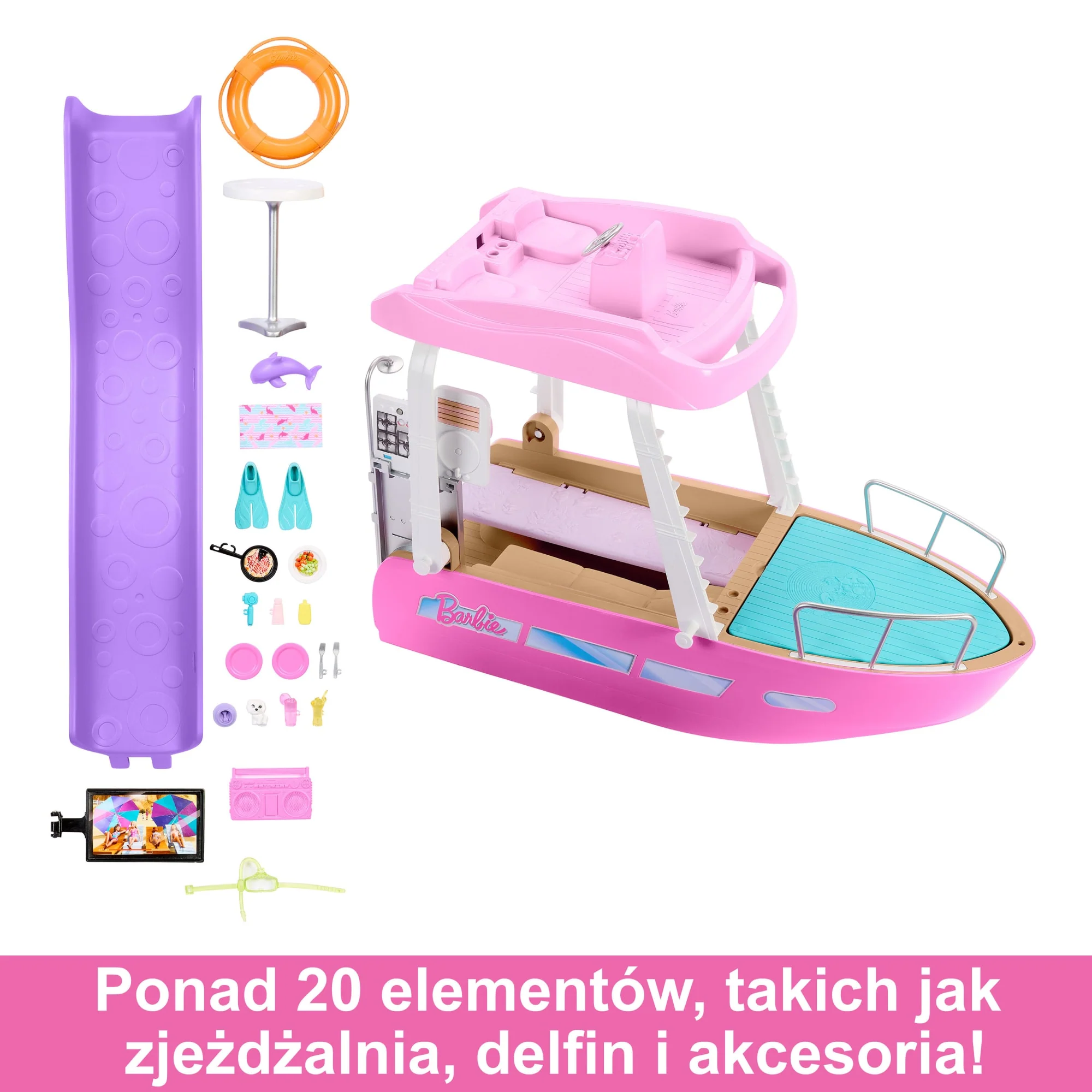 Barbie Wymarzona łódka Dream Boat Zestaw z łódką, basenem, zjeżdżalnią i akcesoriami - Image 4