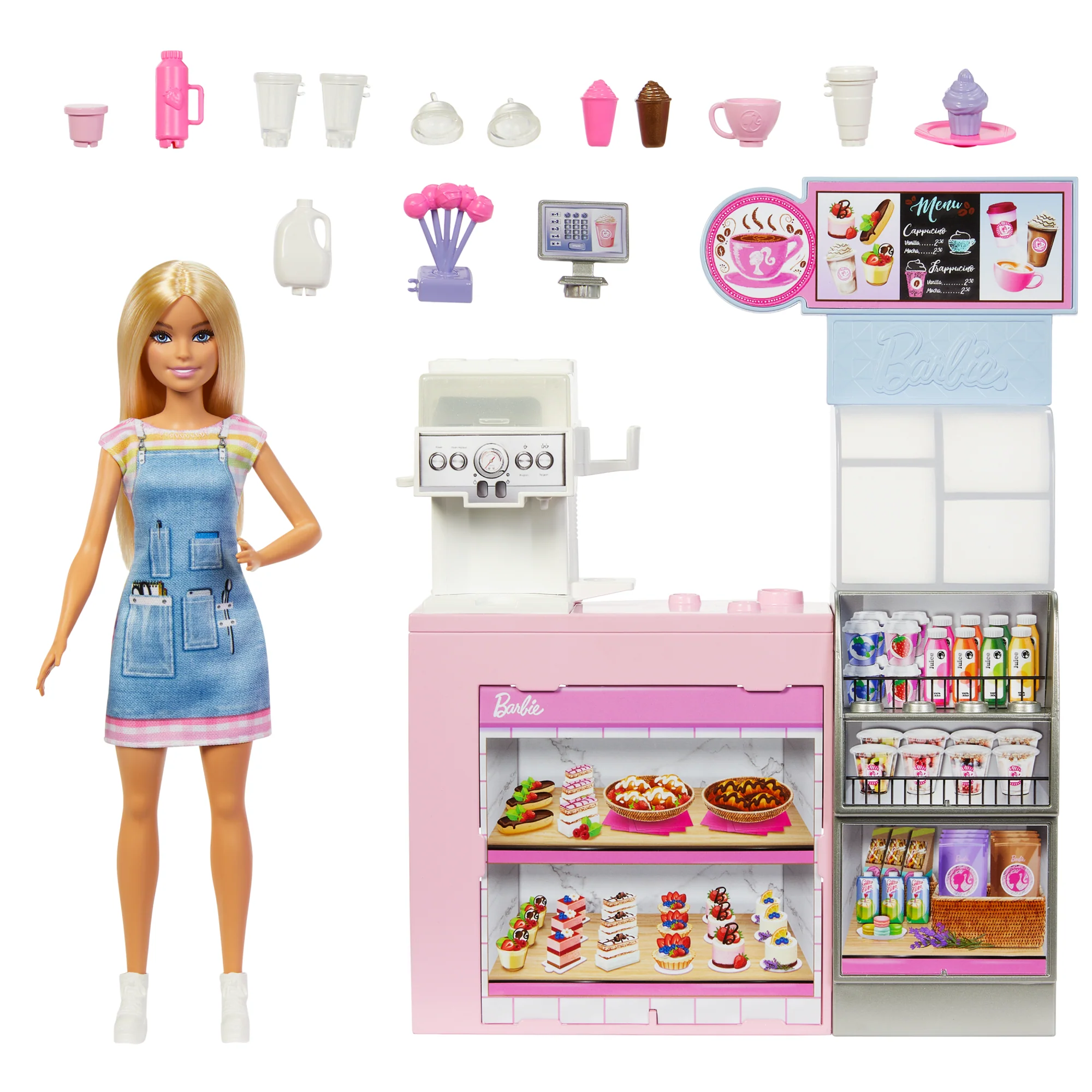 Barbie'nin Kahve Dükkanı Oyun Seti Sarışın Barista Barbie, Kahve Makinesi Ve 10'Dan Fazla Aksesuar - Image 5