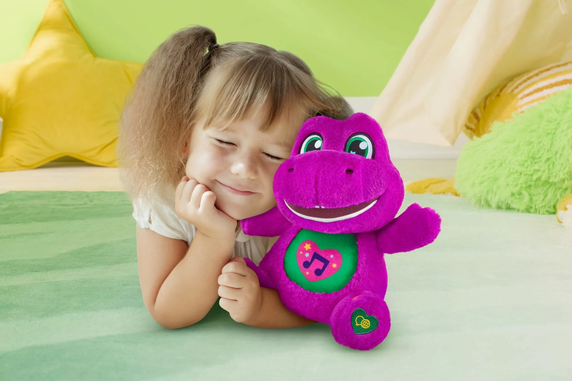 Fisher-Price Barney's World Barney Canterino Peluche, Personaggio Da 25,4 Cm, Canzoni, Suoni E Texture Morbida - Image 2