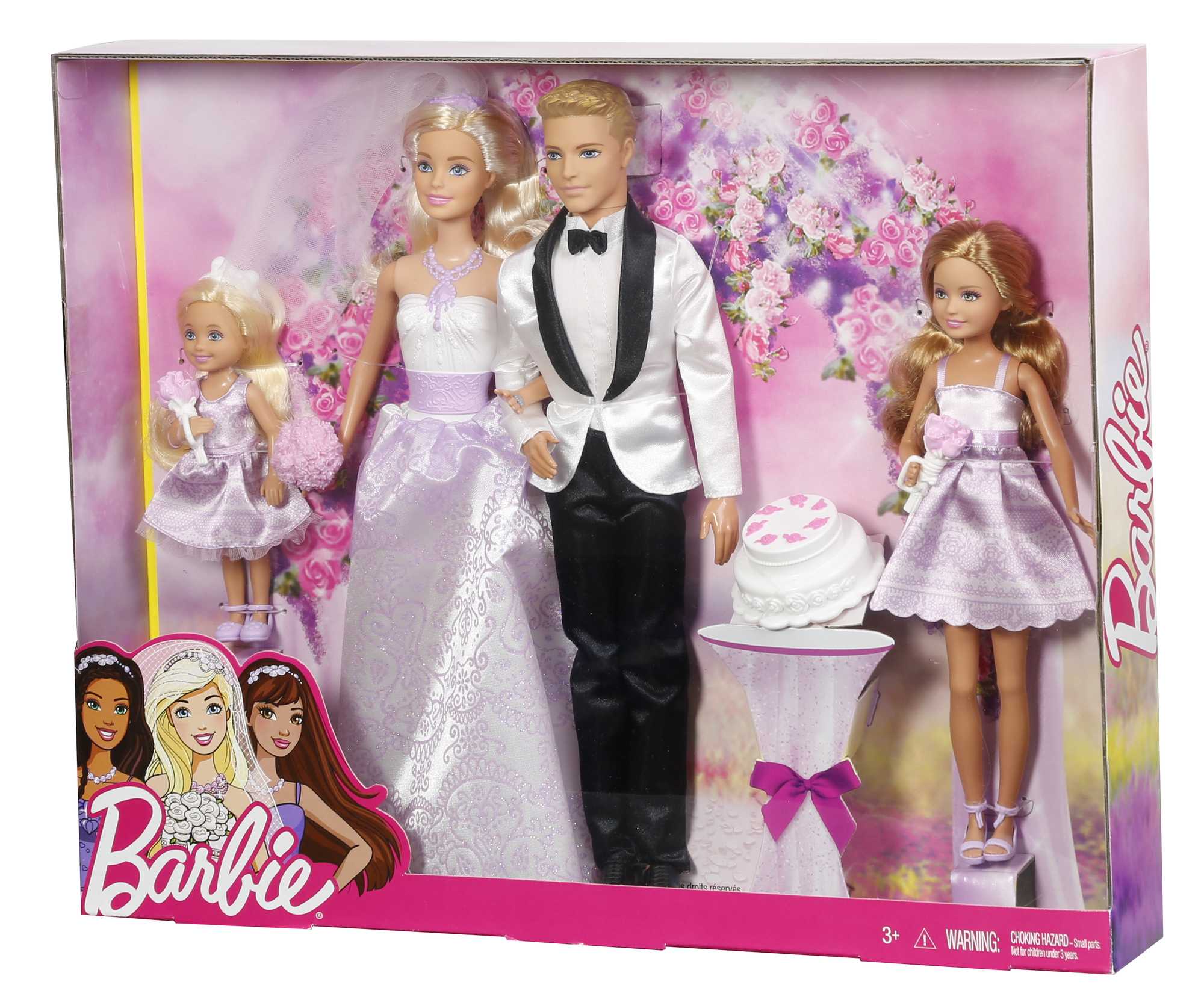 Boda Romántica De Barbie Con 4 Muñecos Y 5 Accesorios, Fiesta Nupcial Con Ramos De Flores Y Tarta - Image 6
