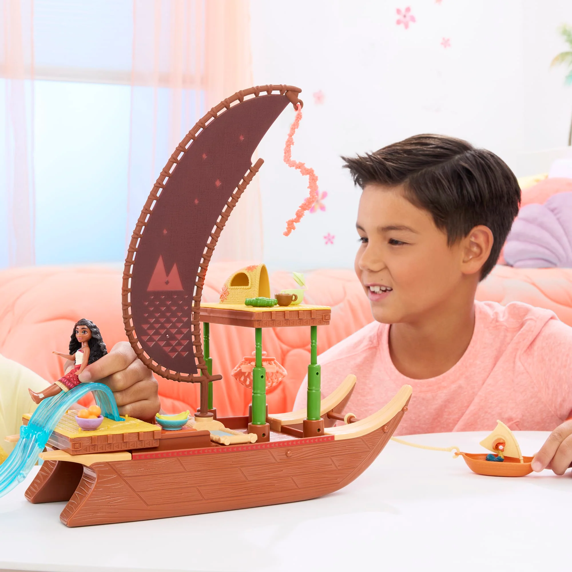 Conjunto De Juego Canoa De Aventuras De Vaiana De “Vaiana 2” De Disney Con 1 Muñeca Pequeña, 1 Canoa Y 10 Accesorios - Image 2