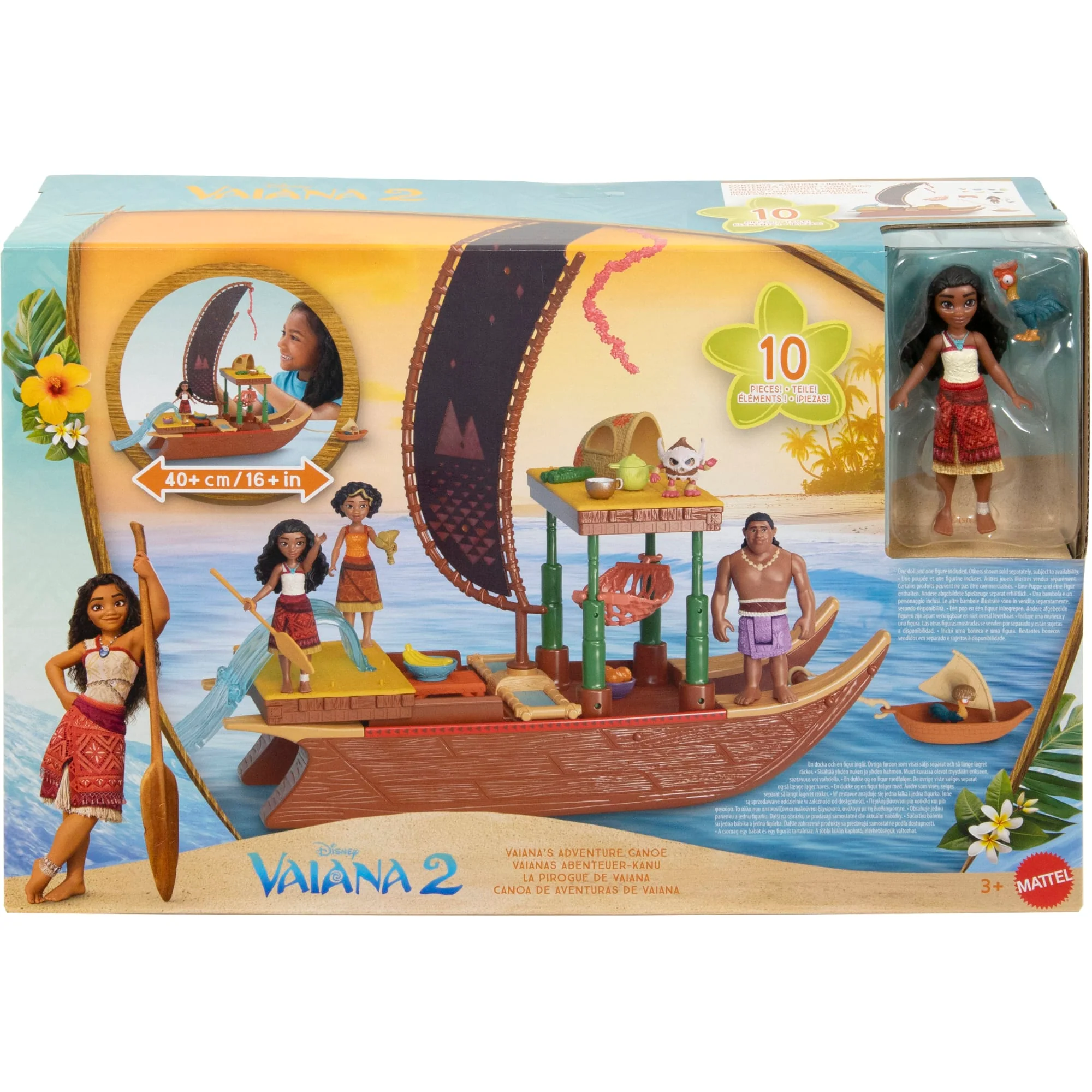 Conjunto De Juego Canoa De Aventuras De Vaiana De “Vaiana 2” De Disney Con 1 Muñeca Pequeña, 1 Canoa Y 10 Accesorios - Image 6