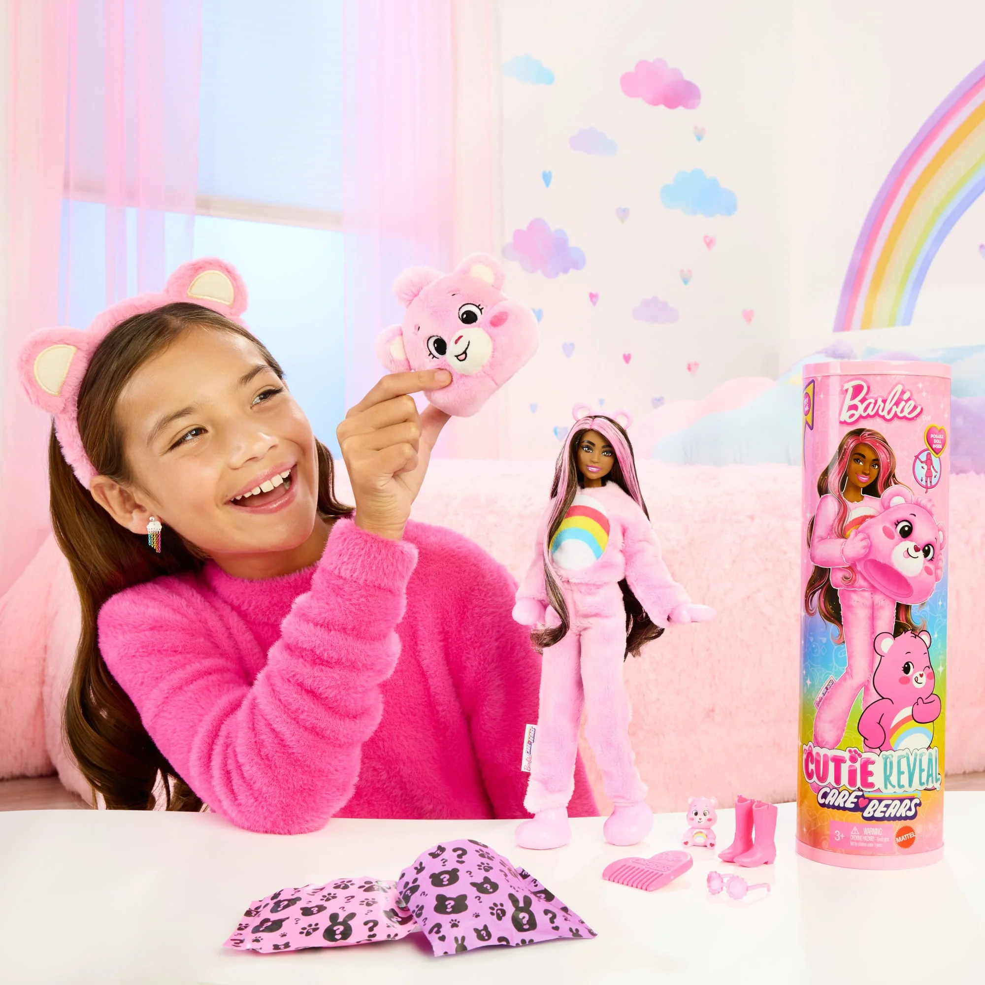 Bambola Barbie Cutie Reveal Serie Care Bears Con Accessori in Costume Di Peluche Di Cheer Bear, 10 Sorprese - Image 2