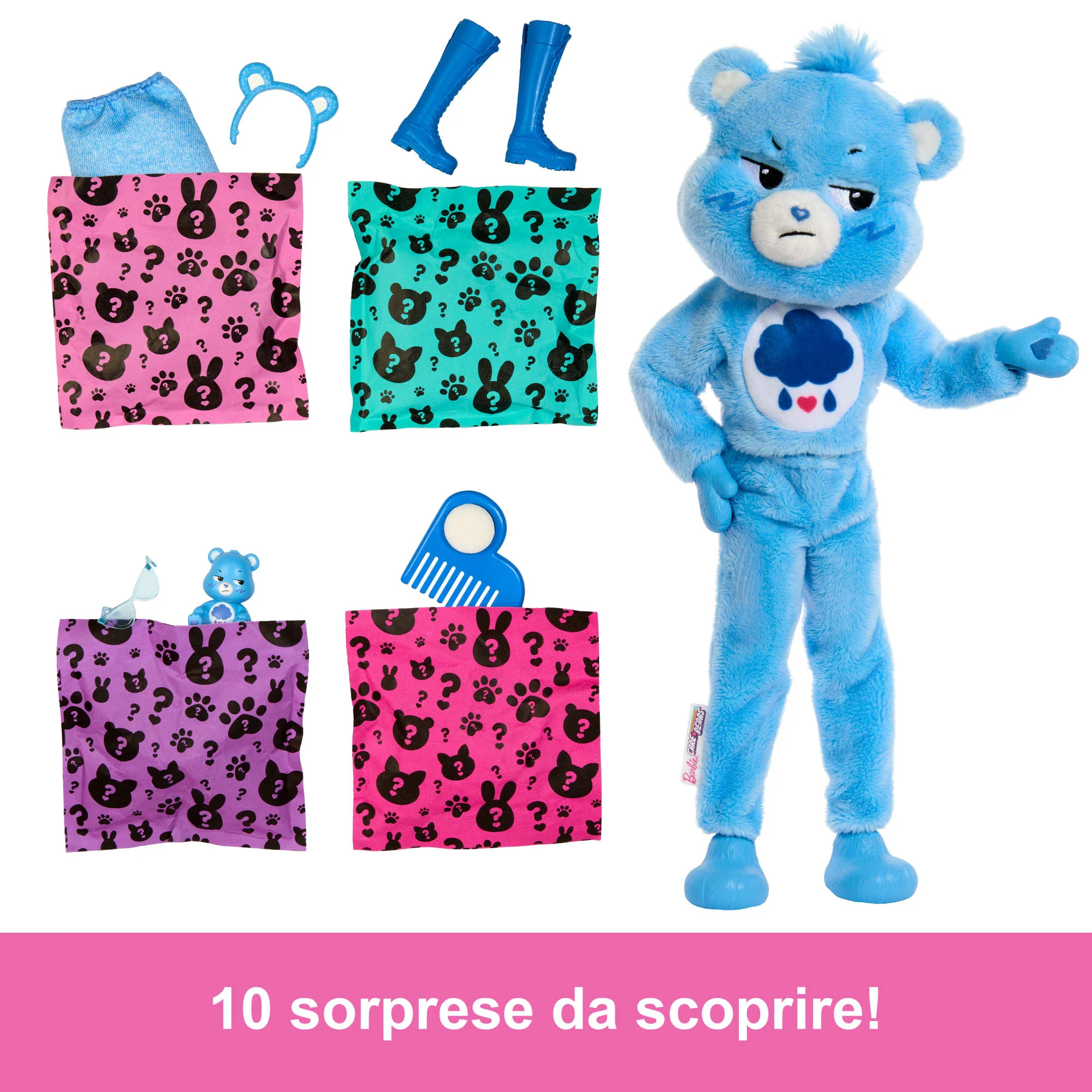 Bambola Barbie Cutie Reveal Serie Care Bears Con Accessori in Costume Di Peluche Di Grumpy Bear, 10 Sorprese - Image 3