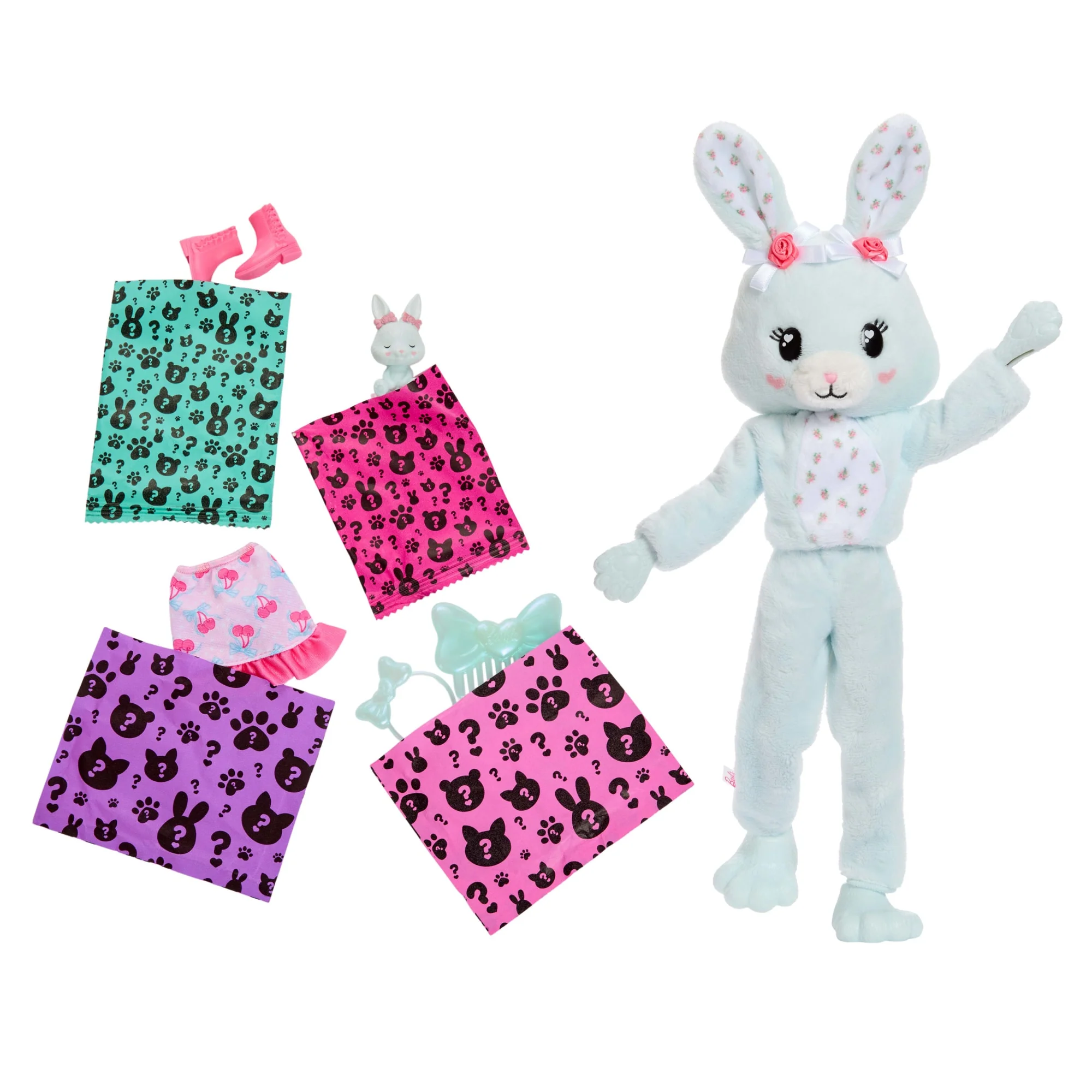 Barbie Cutie Reveal Doll & Accessories, Cuddly Series Bunny With 10 Surprises - Image 5