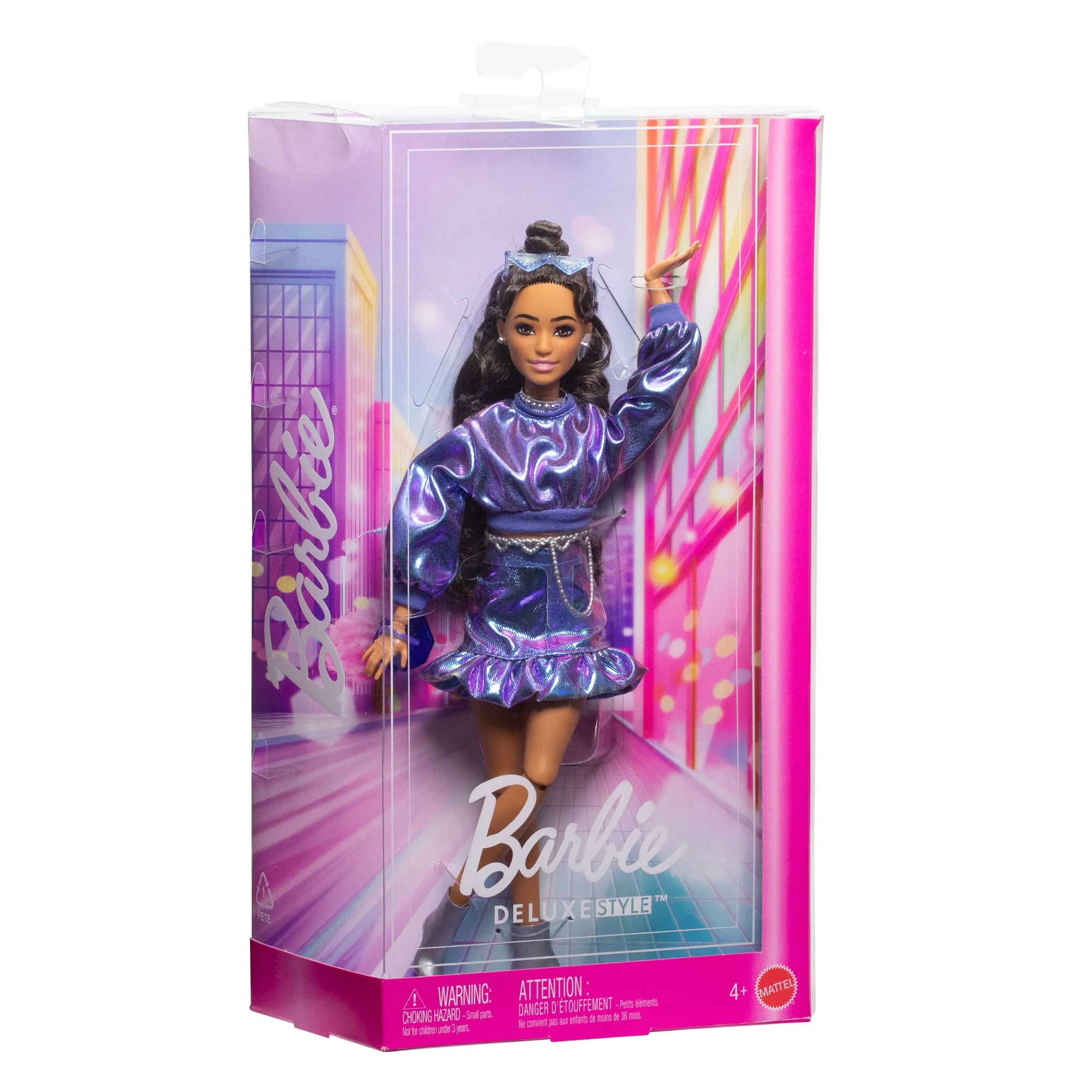 Κούκλα Barbie Deluxe Style #7 Με Μεταλλικό Μπλε Μπλουζάκι Και Φούστα Με Αξεσουάρ, Σκούρα Καστανά Μαλλιά - Image 6