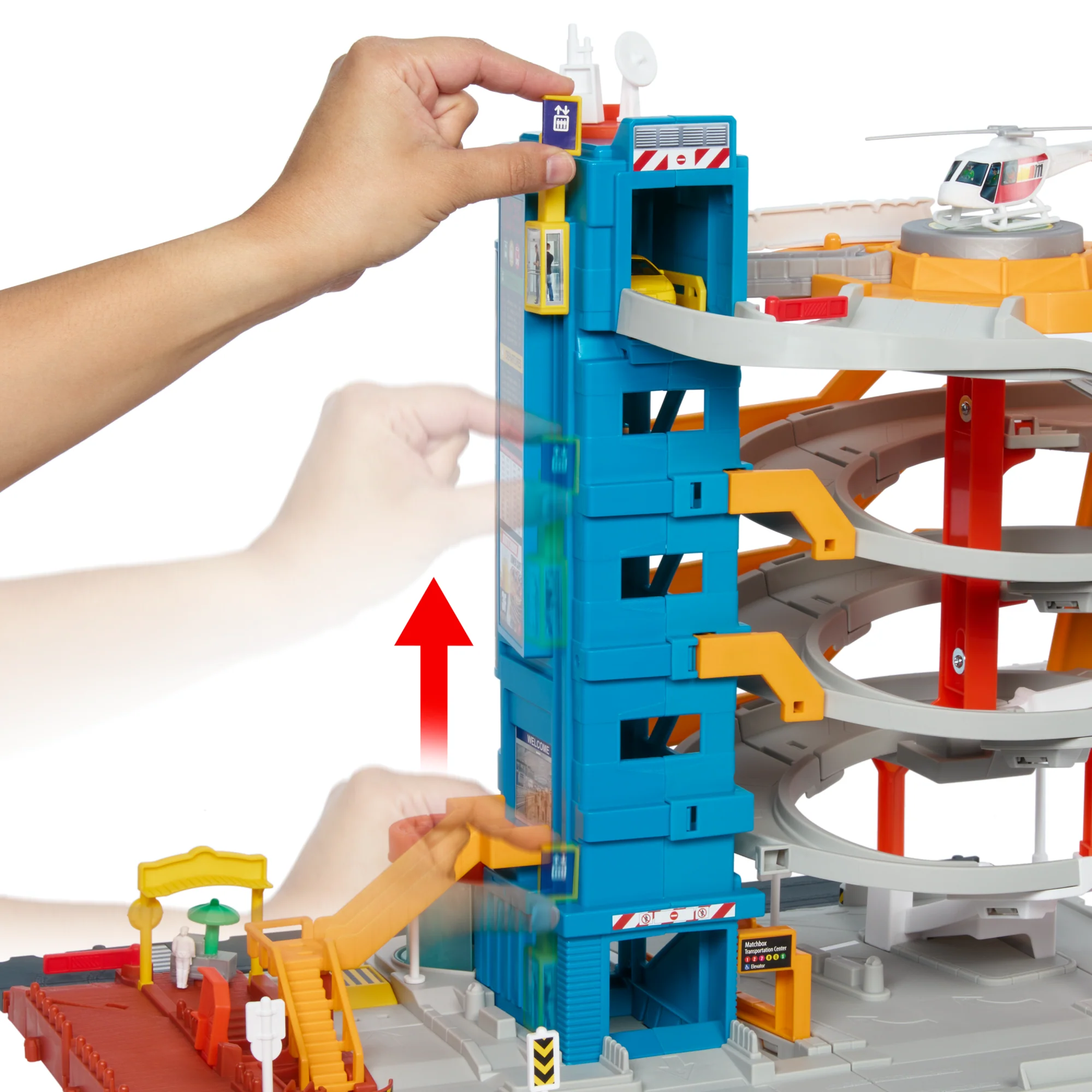 Centro De Transporte De Action Drivers De Matchbox Con Un Taxi, Un Barco Y Un Helicóptero A Escala 1:64, Además De Un Accesorio De Vendedor De Comida (3 Vehículos, 1 Accesorio) - Image 2