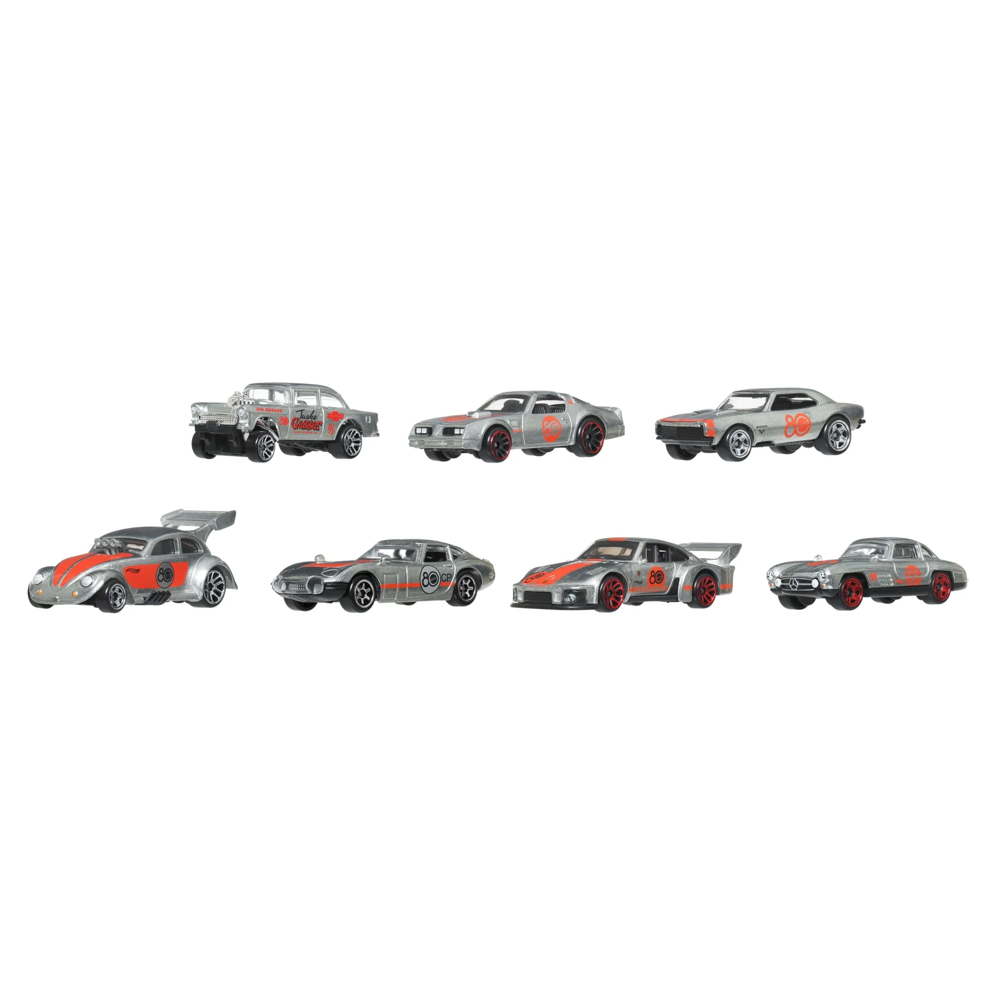 Hot Wheels Θεματικά Αυτοκινητάκια Mattel 80 Χρόνια, Σετ 7 Αυτοκινήτων Κλίμακας 1:64