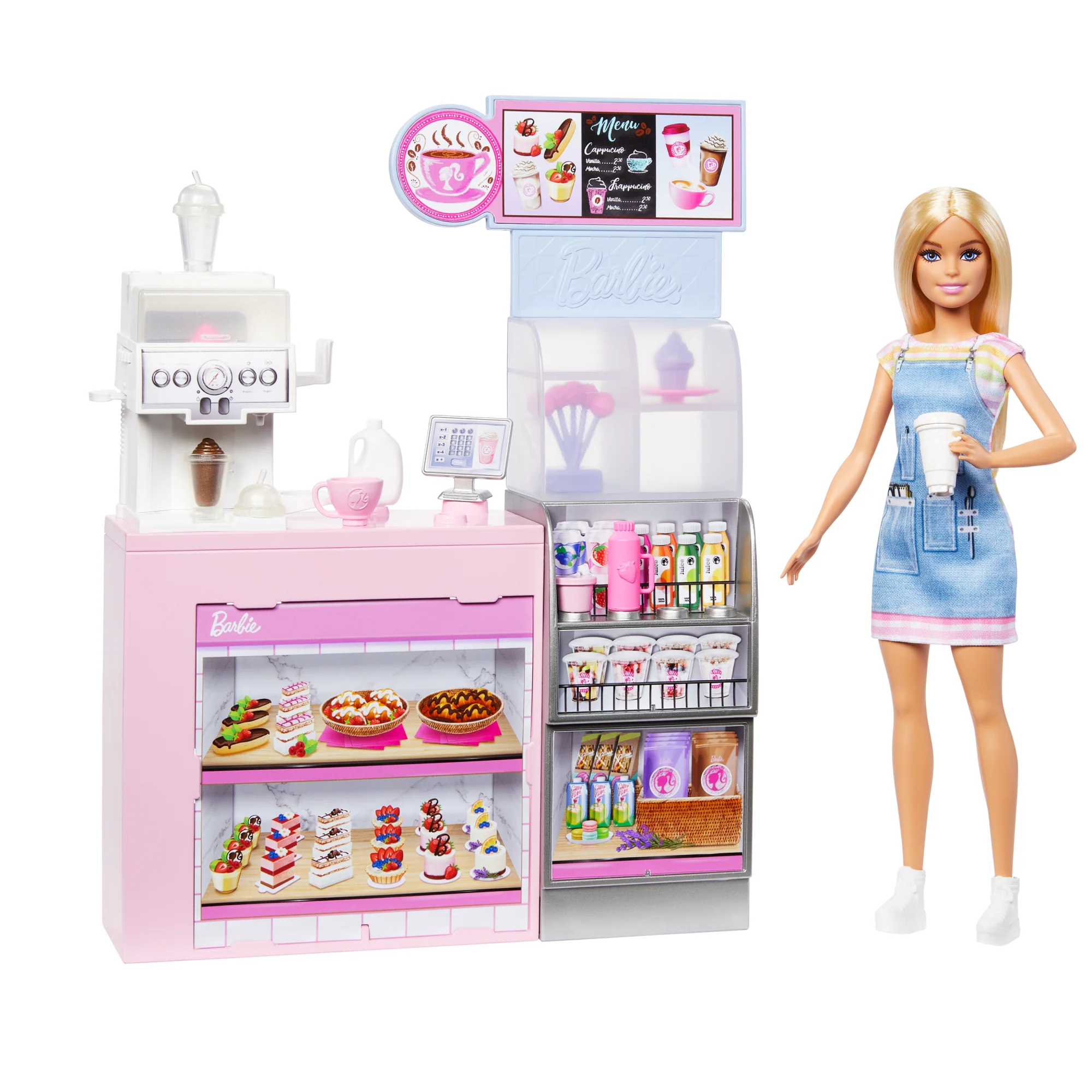 Σετ Παιχνιδιού Barbie Καφετέρια Με Ξανθιά Κούκλα Barista, Μηχανή Καφέ Και 10+ Αξεσουάρ