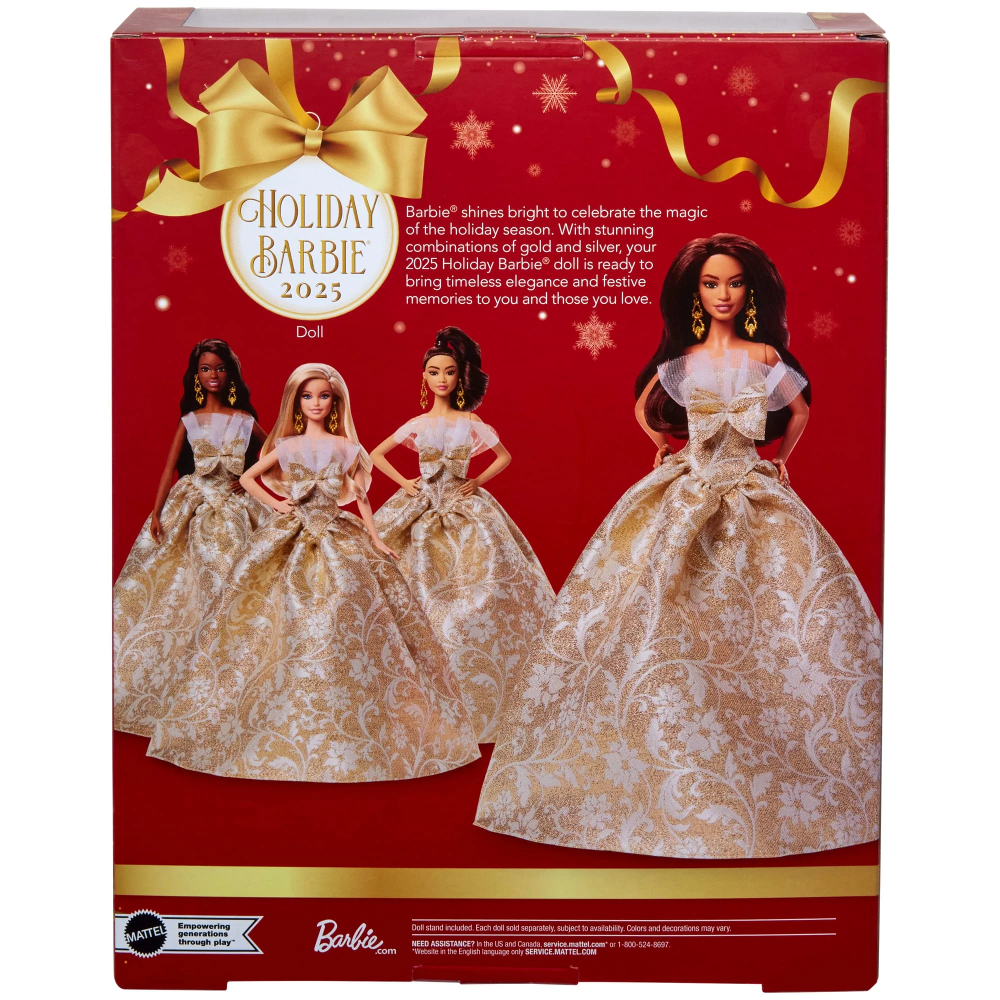 Συλλεκτική Κούκλα Barbie Holiday 2025, Καστανομάλλα Με Ασημί Και Χρυσαφί Τουαλέτα, - Image 6