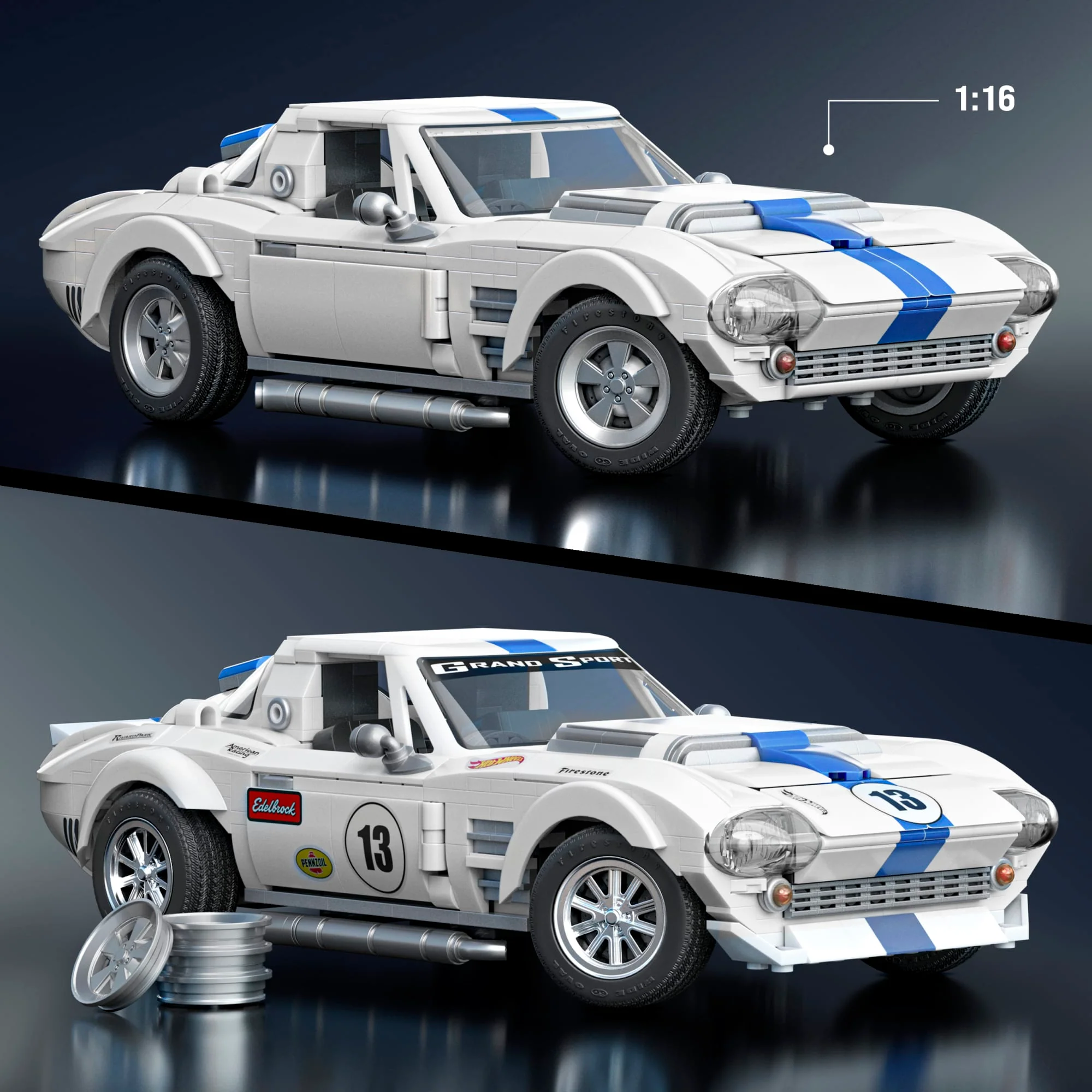 Conjunto De Construcción Del Corvette Grand Sport De Hot Wheels De Mattel Brick Shop (918Piezas) Para Coleccionistas - Image 3