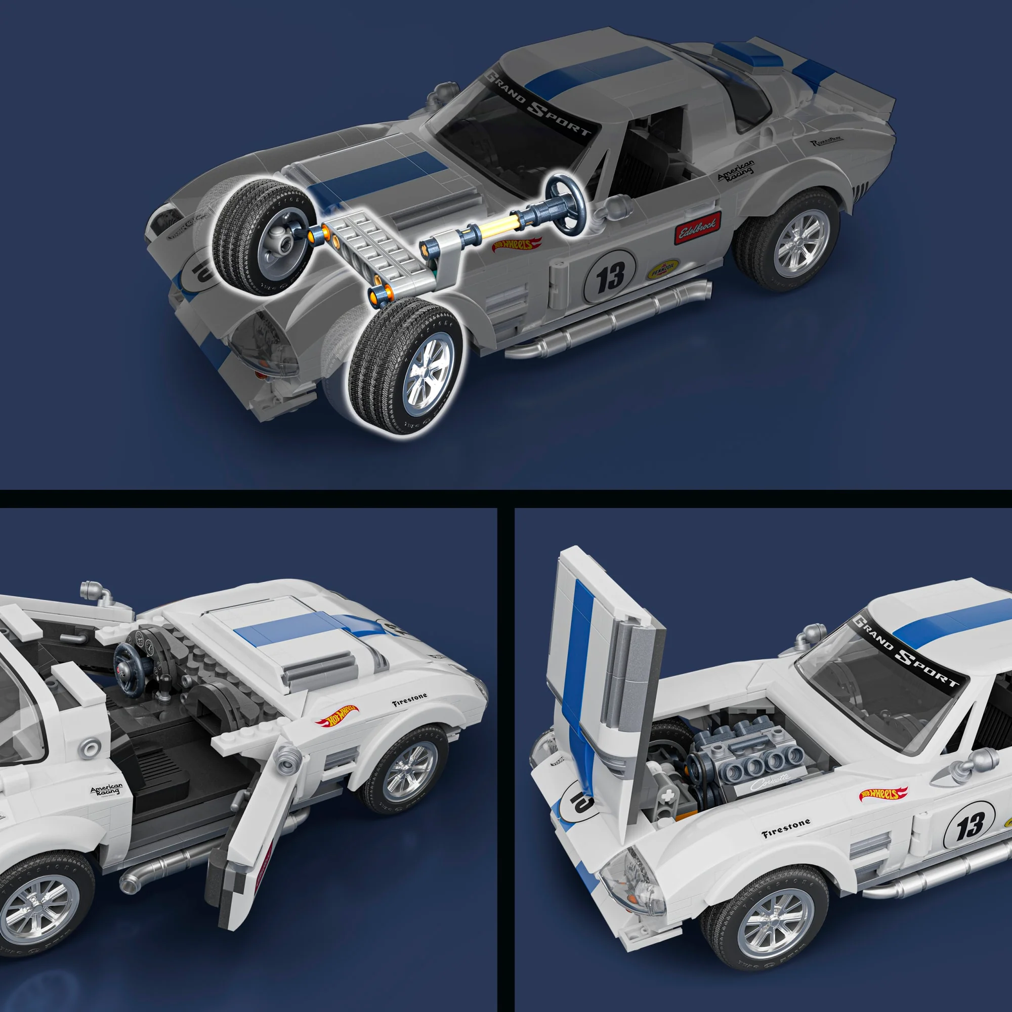 Conjunto De Construcción Del Corvette Grand Sport De Hot Wheels De Mattel Brick Shop (918Piezas) Para Coleccionistas - Image 5