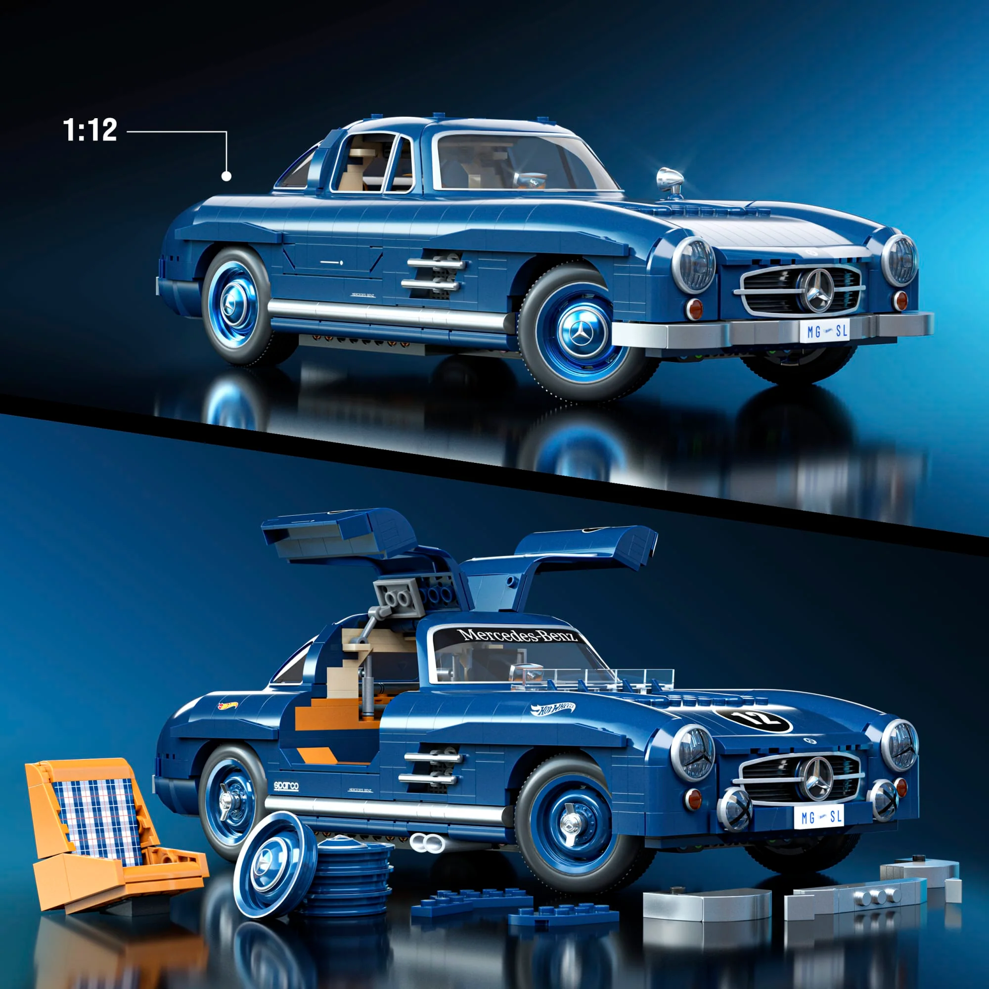 Conjunto De Construcción Del Mercedes-Benz300Sl De Hot Wheels De Mattel Brick Shop (1600Piezas) Para Coleccionistas - Image 2