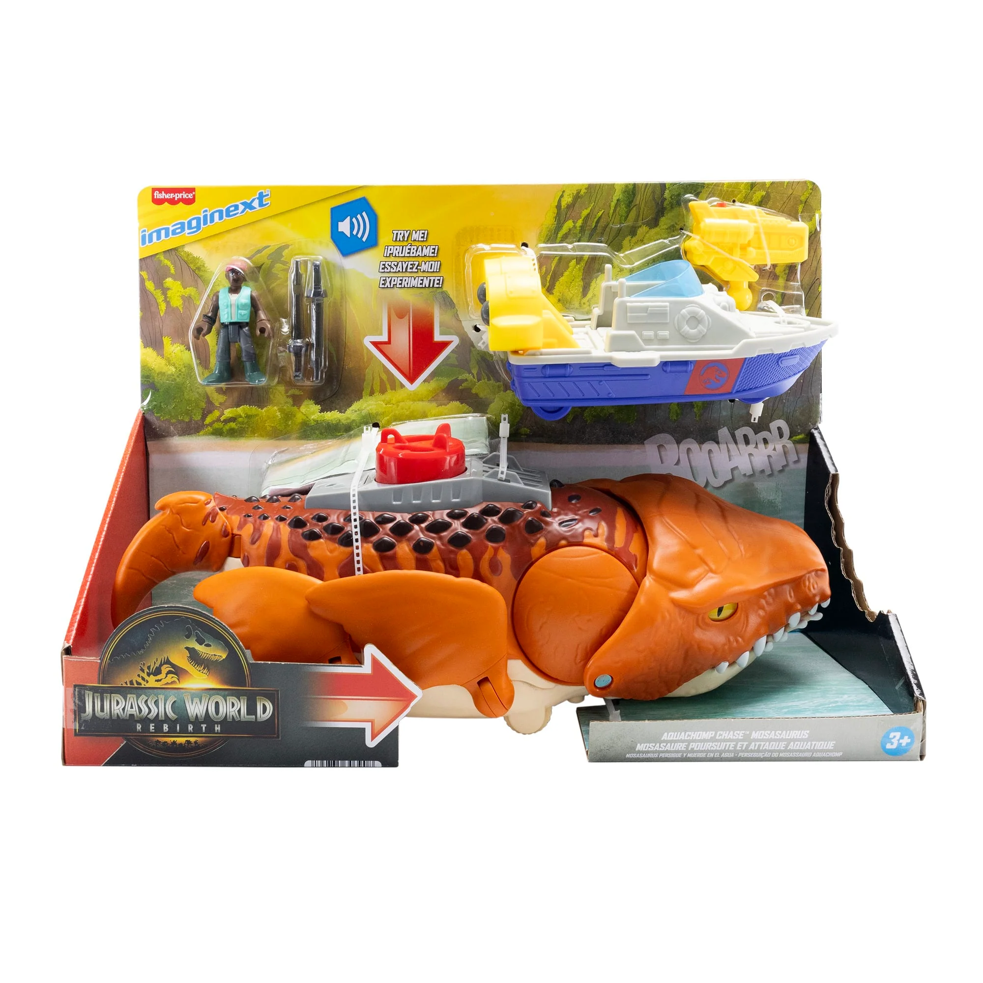 Conjunto De Dinosaurio Mosasaurio Persecución Y Mordiscos Acuáticos De Jurassic World Rebirth De Imaginext De Fisher-Price - Image 2