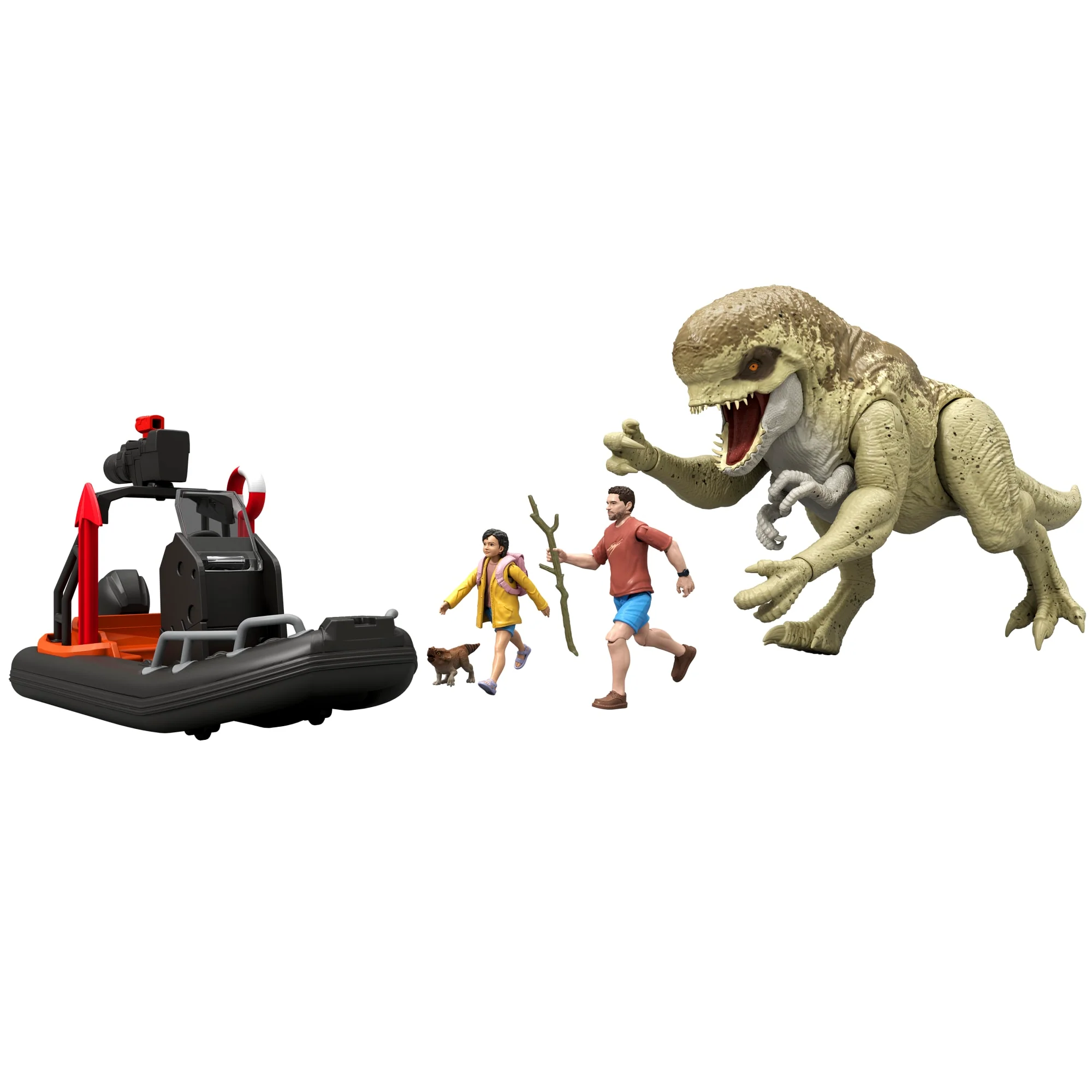 Conjunto De Historia De “Jurassic World: El Renacer” Con Balsa, Distortus Rex, Adulto, Niña Y Aquilops, Escape De La Isla - Image 2