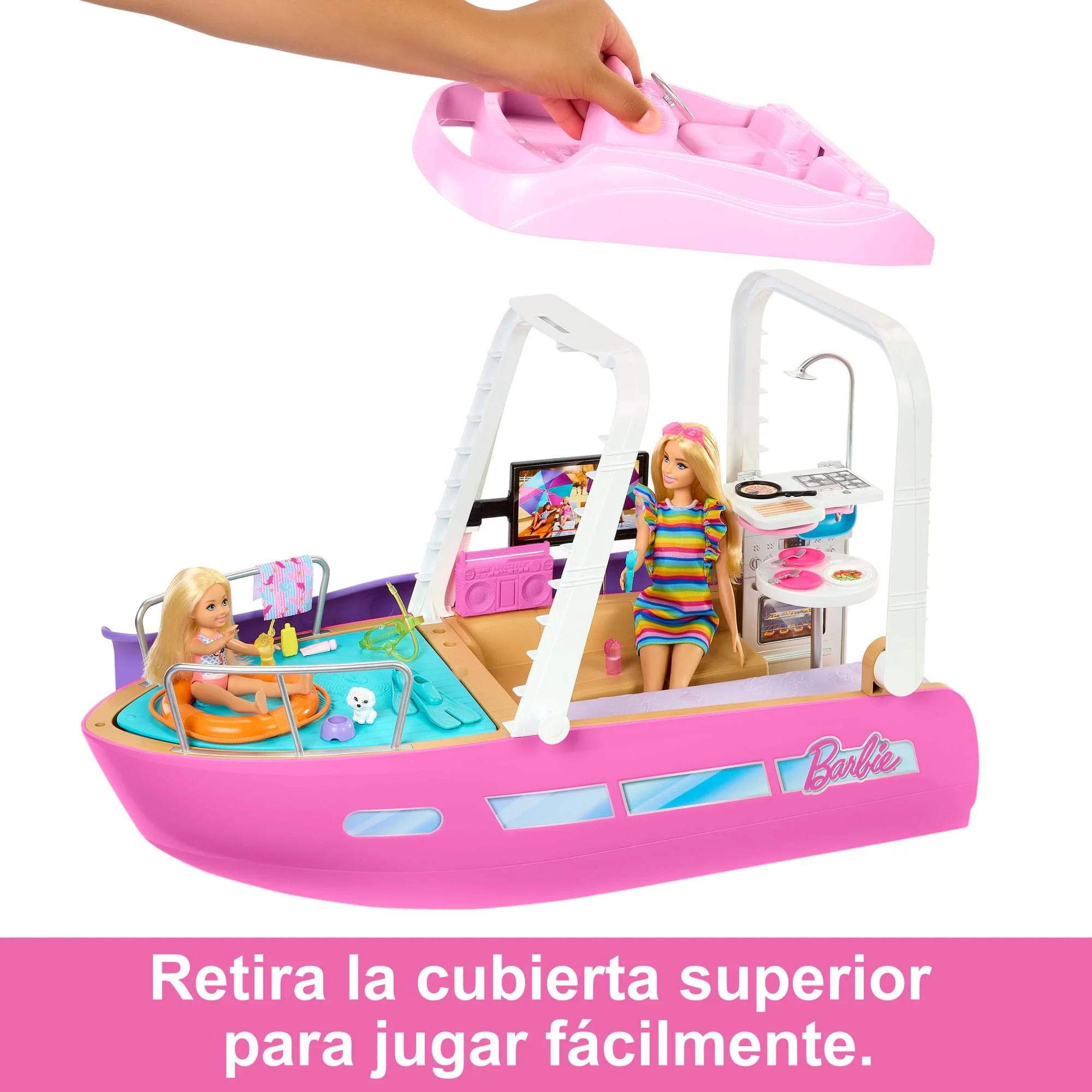 Conjunto De Juego Barbie Dream Boat Con Barco Con Piscina, Tobogán Y Accesorios - Image 3