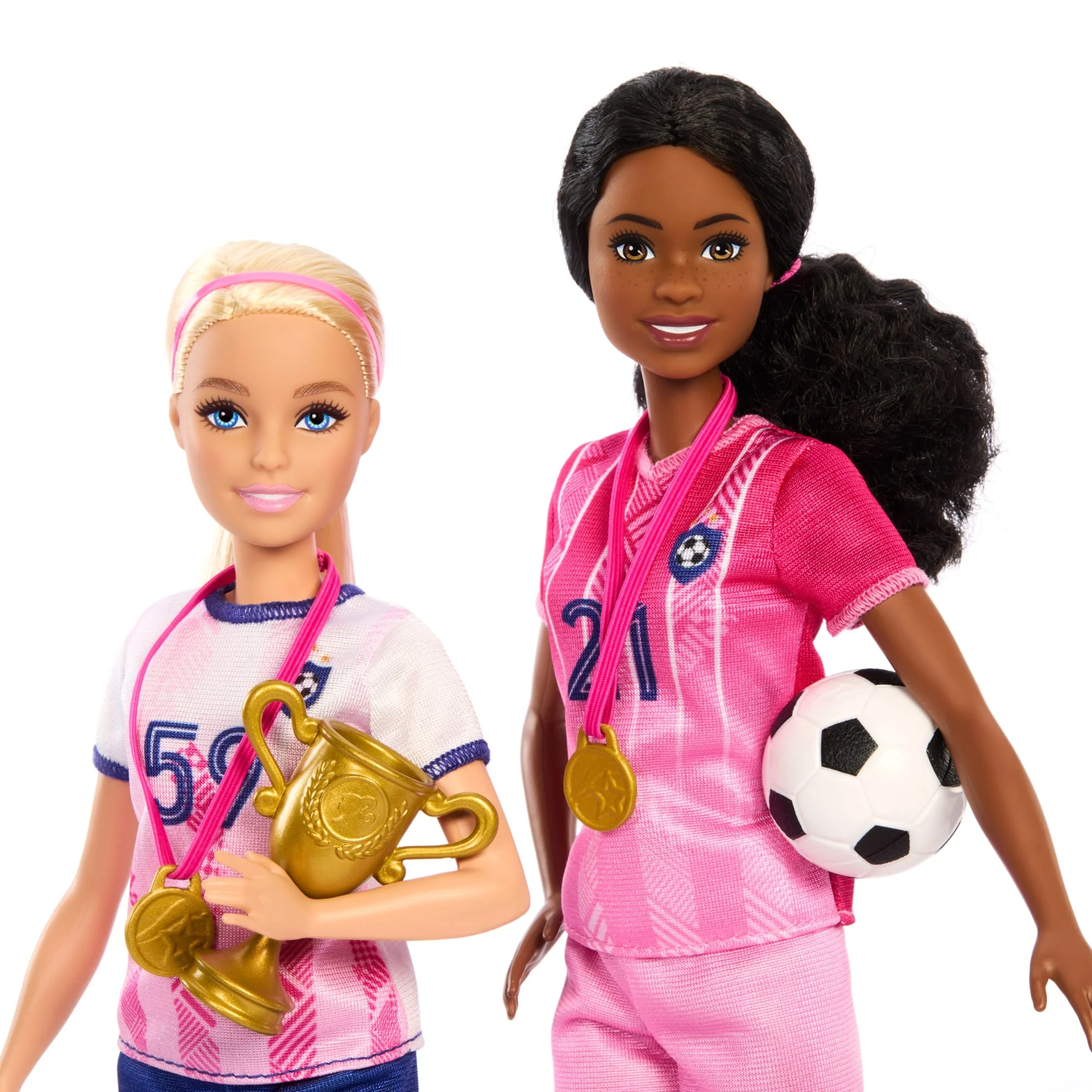 Conjunto De Juego De Futbolistas De Barbie Con 2 Muñecas Y 15 Accesorios, Que Incluyen 2 Porterías, 2 Balones De Fútbol Y Mucho Más - Image 3