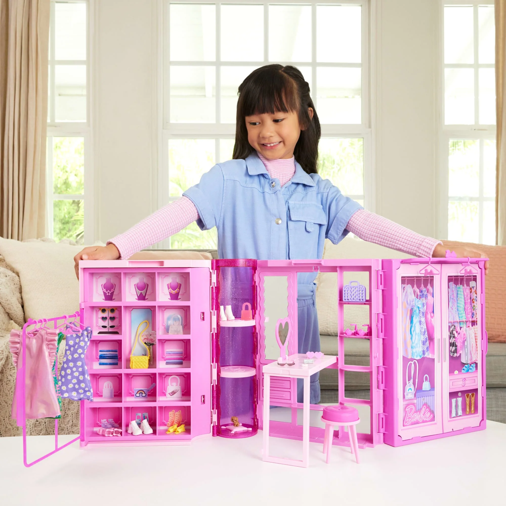 Conjunto De Juego Dream Closet De Barbie Con Muñeca De Moda Rubia, Ropa Y Accesorios, Más De 90Cm De Ancho, Más De 25 Piezas - Image 2