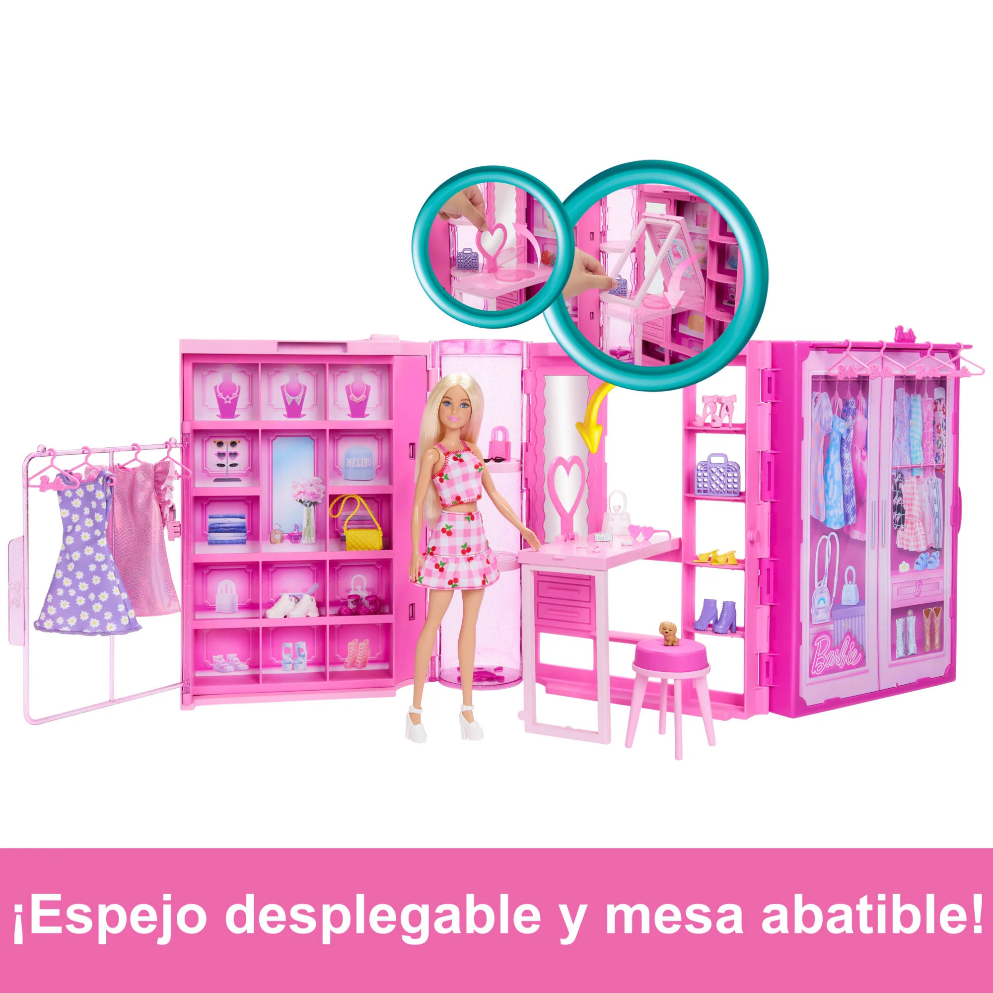Conjunto De Juego Dream Closet De Barbie Con Muñeca De Moda Rubia, Ropa Y Accesorios, Más De 90Cm De Ancho, Más De 25 Piezas - Image 3