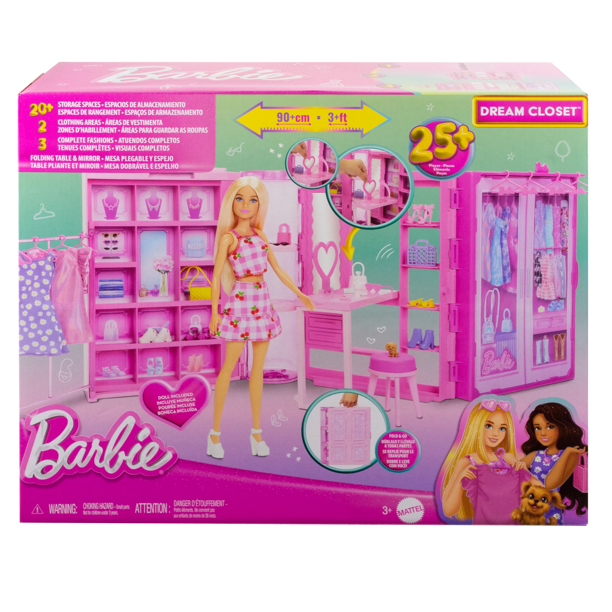 Conjunto De Juego Dream Closet De Barbie Con Muñeca De Moda Rubia, Ropa Y Accesorios, Más De 90Cm De Ancho, Más De 25 Piezas - Image 6