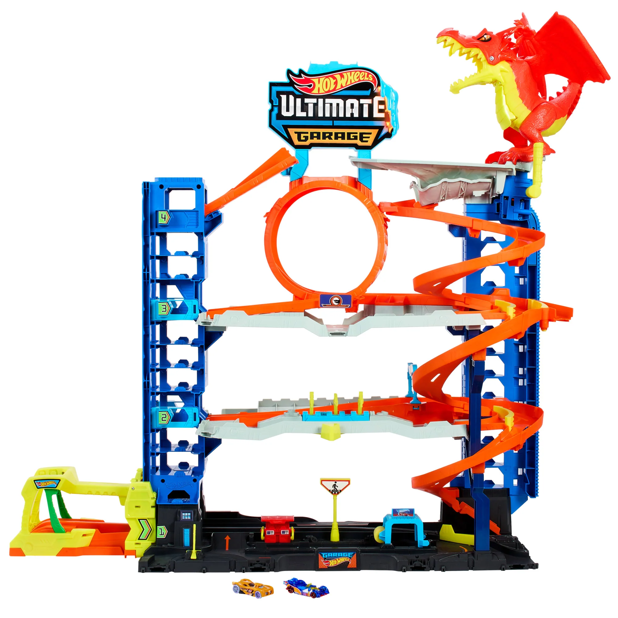 Conjunto De Juego MEGAgaraje Ultimate Garage De Hot Wheels City Con 2 Coches Metálicos, Almacenamiento Para Más De 50 Coches