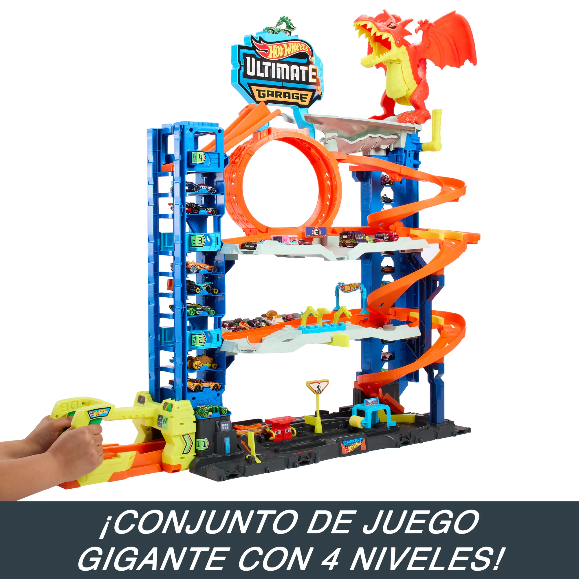 Conjunto De Juego MEGAgaraje Ultimate Garage De Hot Wheels City Con 2 Coches Metálicos, Almacenamiento Para Más De 50 Coches - Image 3