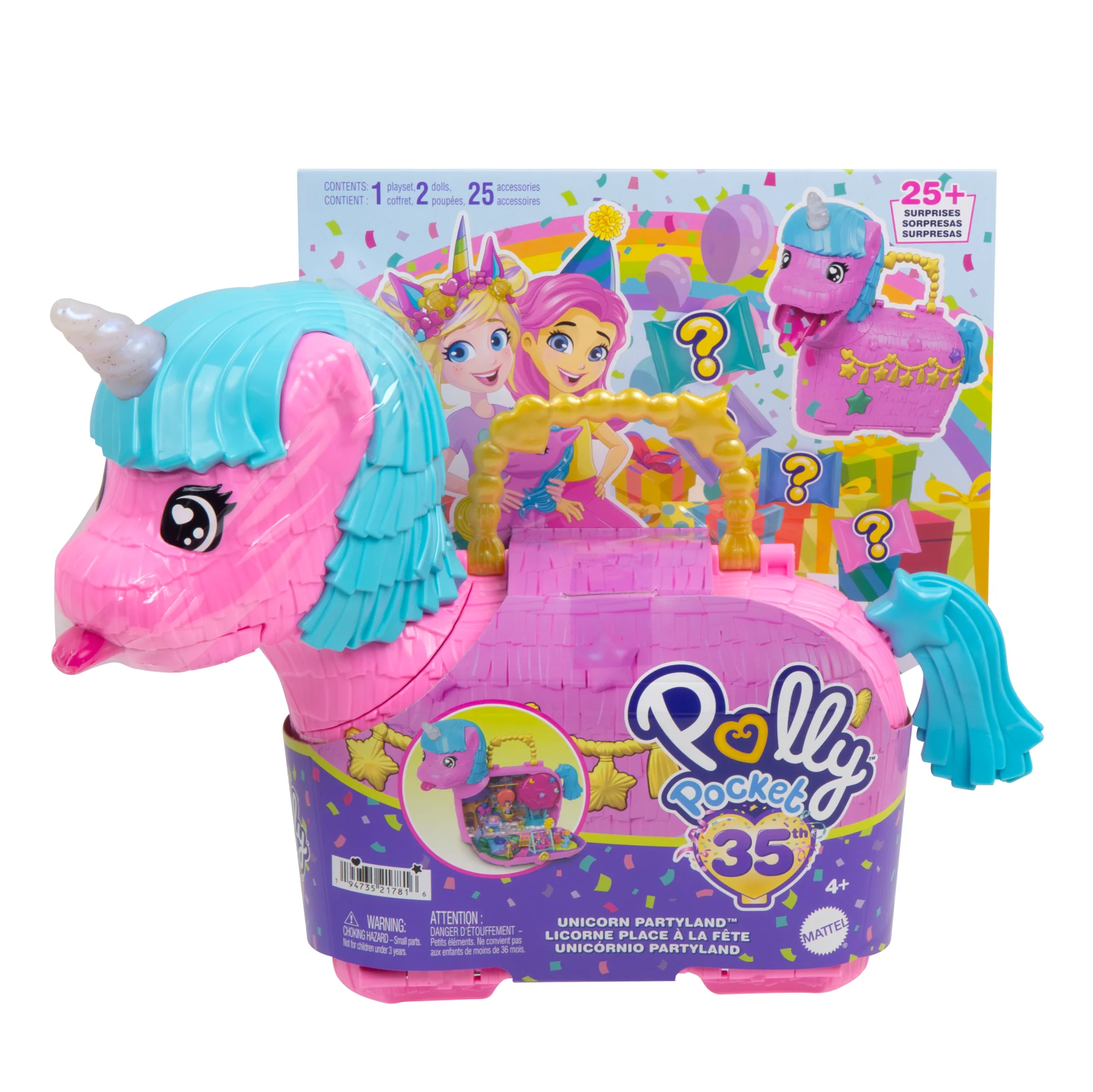 Conjunto De Juego Partilandia De Unicornios De Polly Pocket, Incluye 2 Muñequitas, Mascotas Y Más De 25 Accesorios Sorpresa, Celebración De Cumpleaños Con Globo Aerostático Para Dar Paseos - Image 6