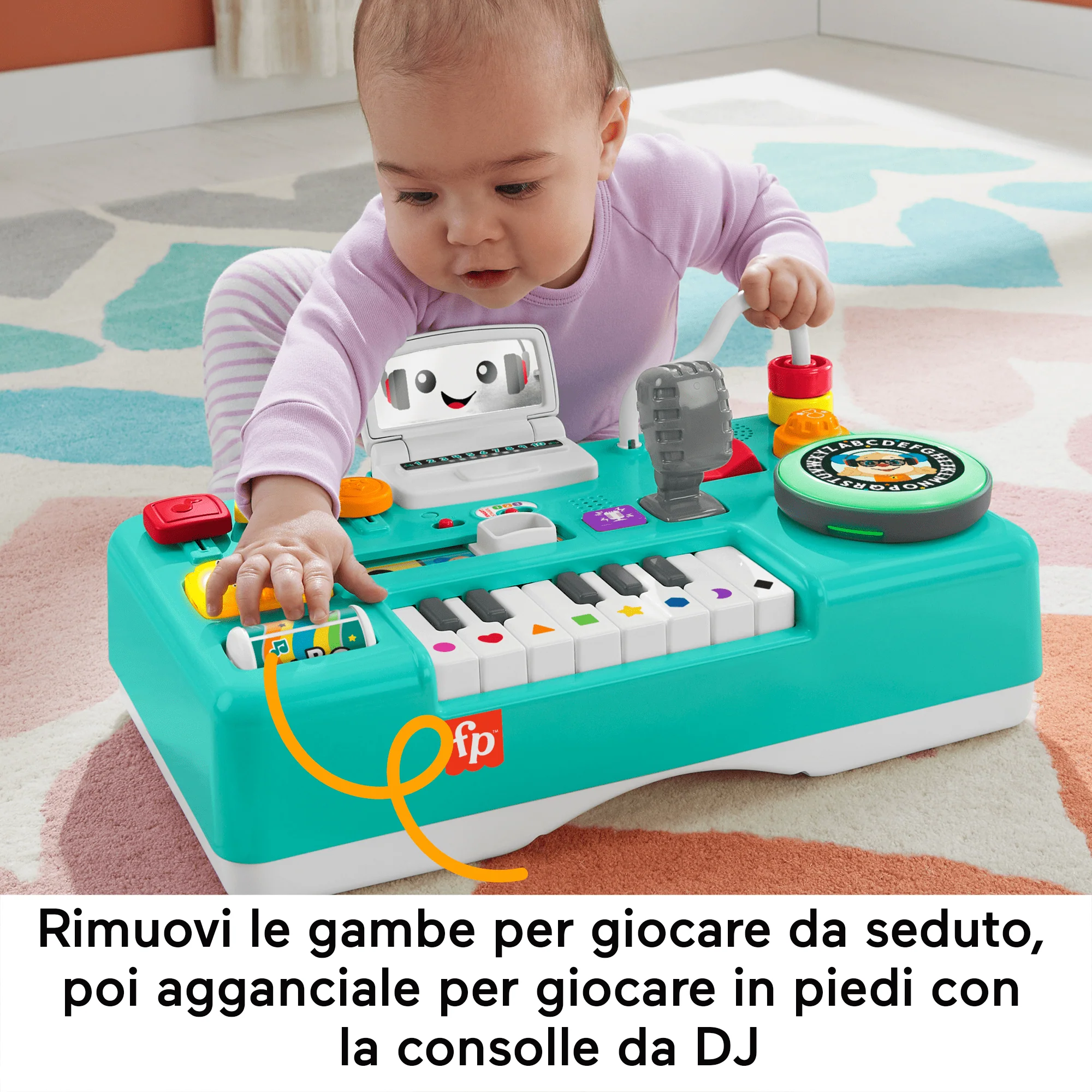 Fisher-Price Ridi E Impara Consolle Per DJ Gioca E Impara, Giocattolo Musicale Educativo Per Neonati E Bambini AI Primi Passi, Versione Multilingue - Image 5