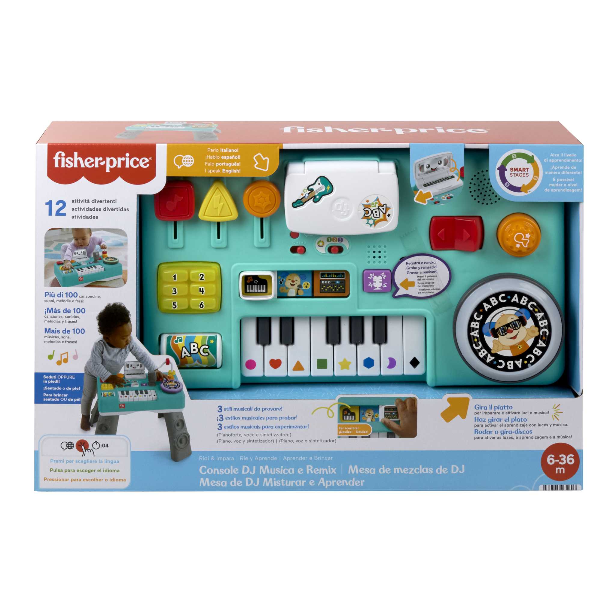 Fisher-Price Ridi E Impara Consolle Per DJ Gioca E Impara, Giocattolo Musicale Educativo Per Neonati E Bambini AI Primi Passi, Versione Multilingue - Image 6