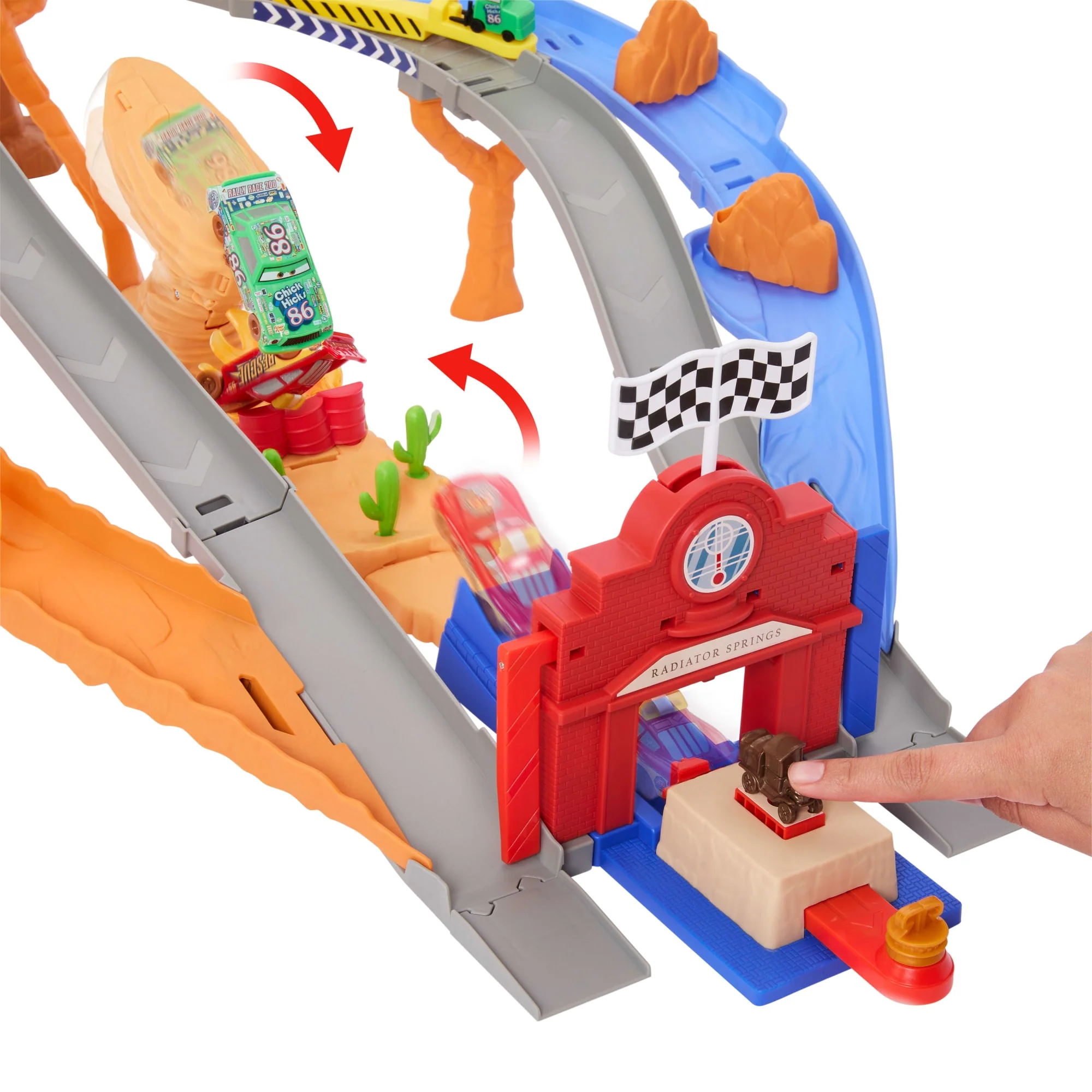 Disney And Pixar Cars Radiator Springs Race & Rescue Rescue Road Raceway Playset With 4 Toy Cars - Image 5