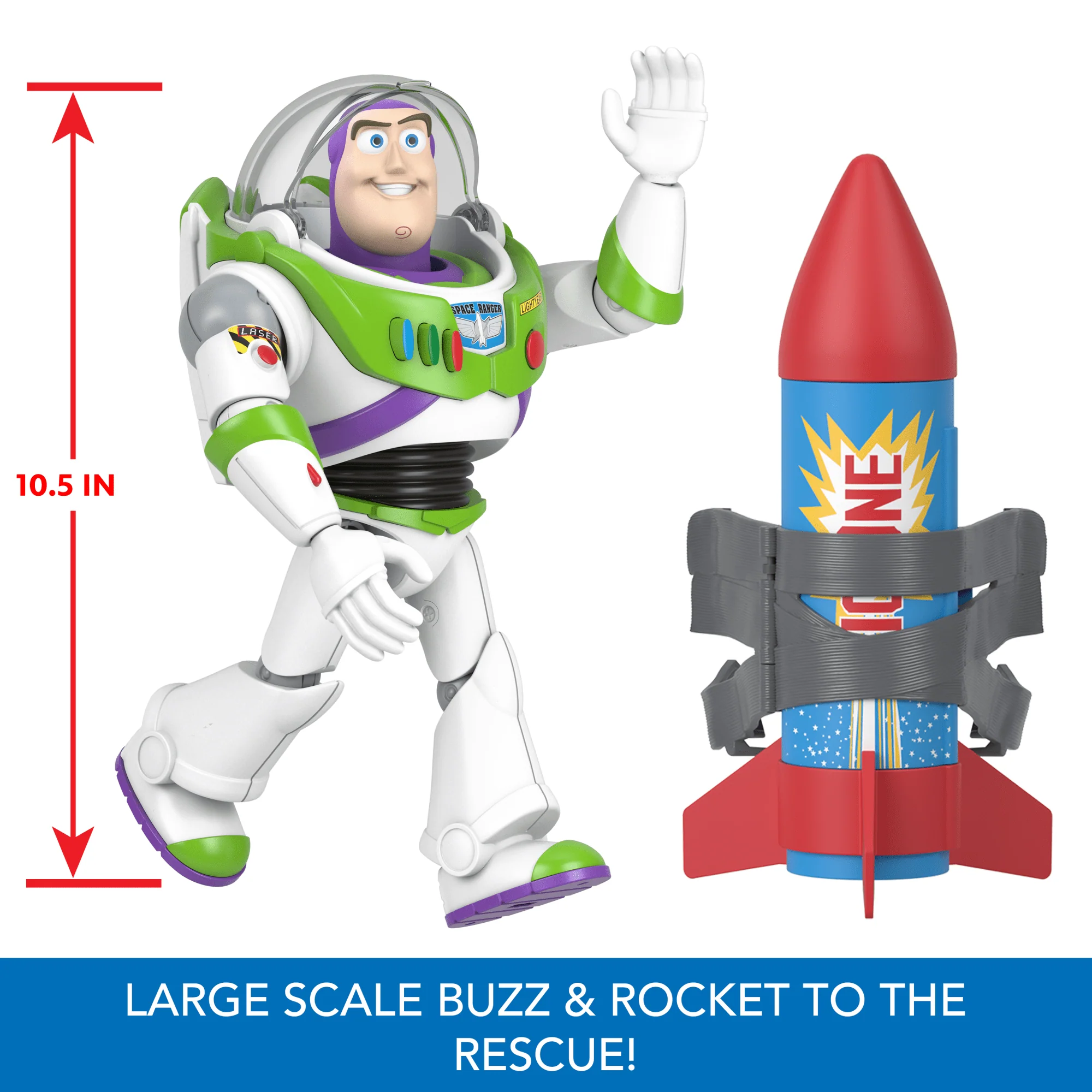 Disney And Pixartoy Story Buzz Lightyear 10-In Action Figure Toy With Rocket & Sounds - Image 3