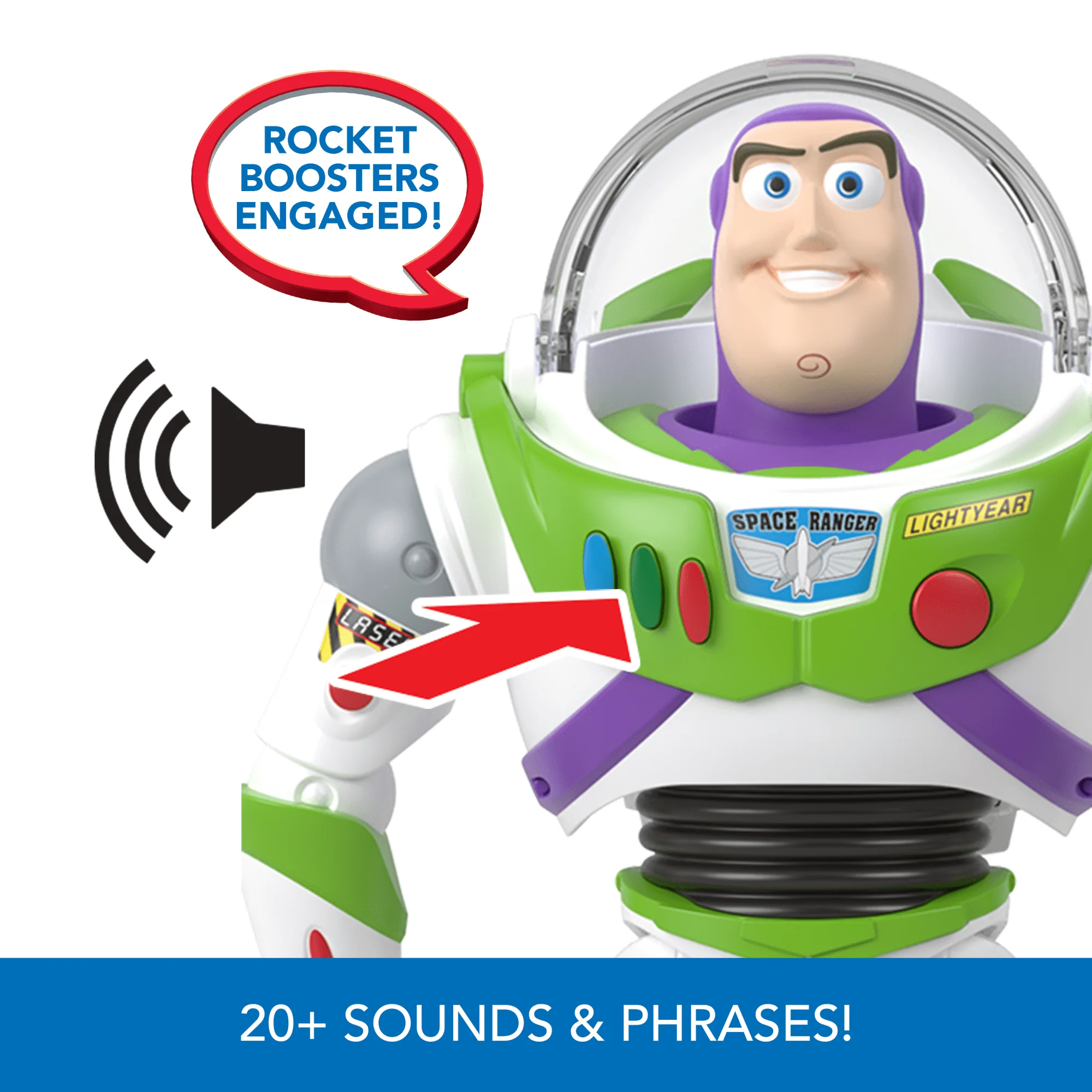 Disney And Pixartoy Story Buzz Lightyear 10-In Action Figure Toy With Rocket & Sounds - Image 4