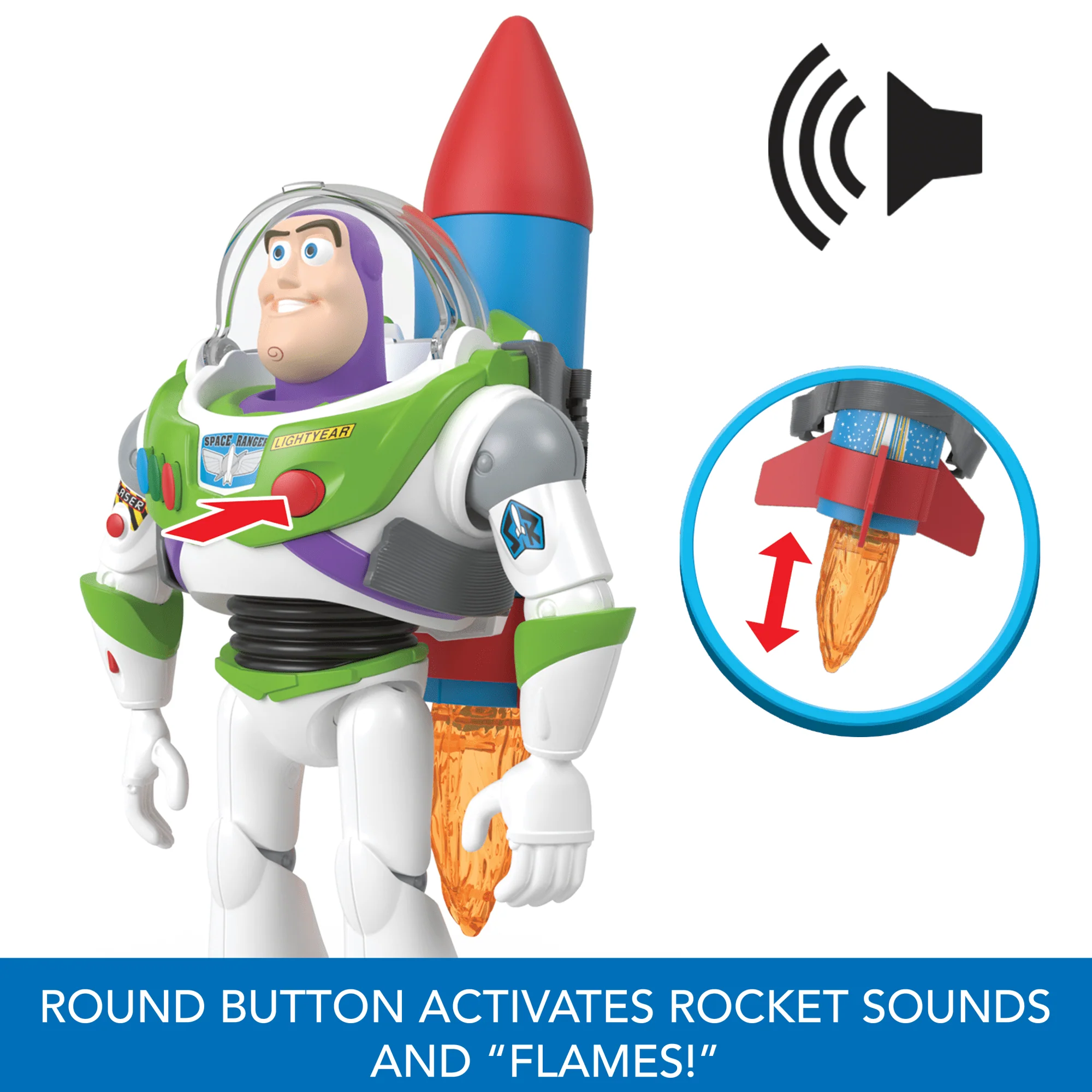 Disney And Pixartoy Story Buzz Lightyear 10-In Action Figure Toy With Rocket & Sounds - Image 5