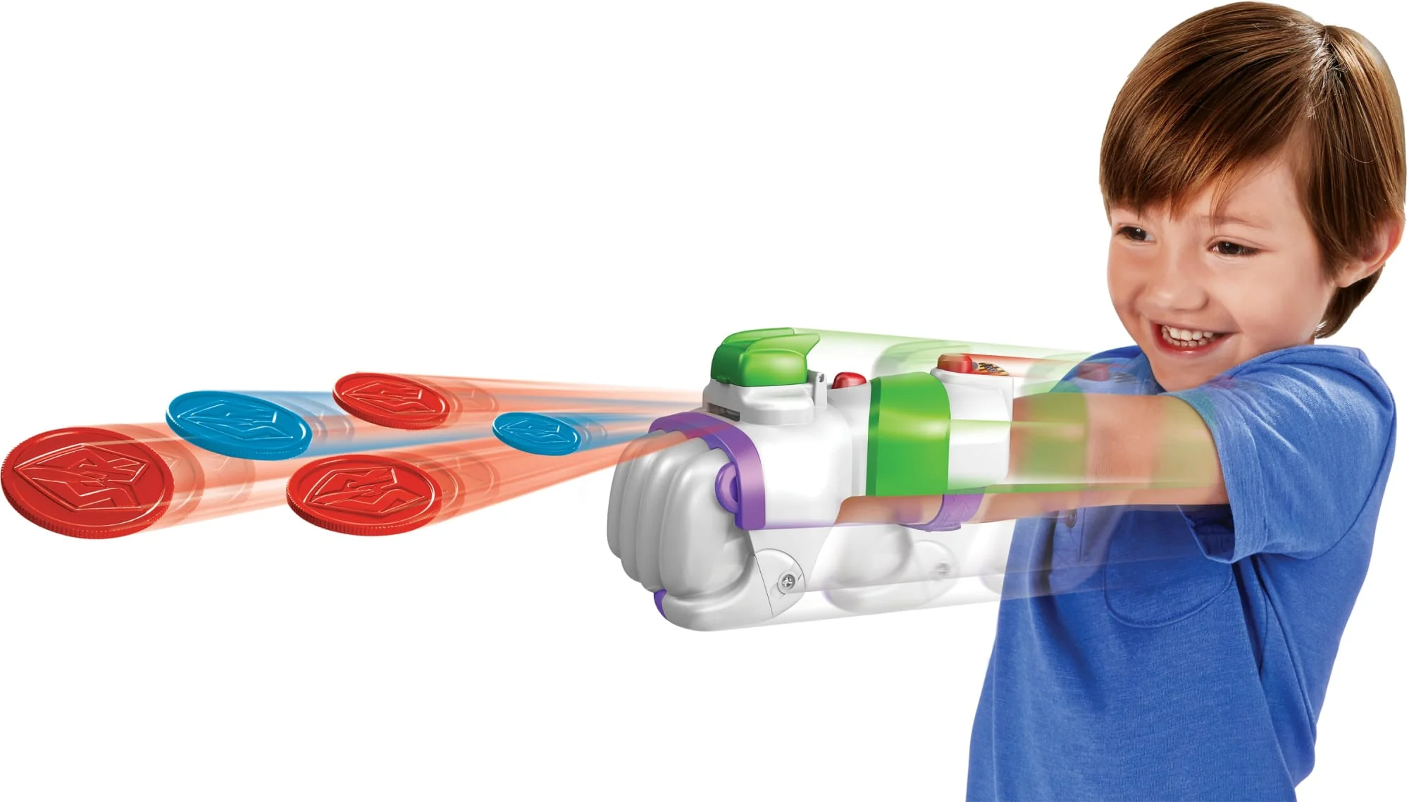 Disney Pixar Toy Story Buzz Lightyear 7 Inch Figure & Punch Launcher Toy, Lights & Sound, 5 Discs - Image 2