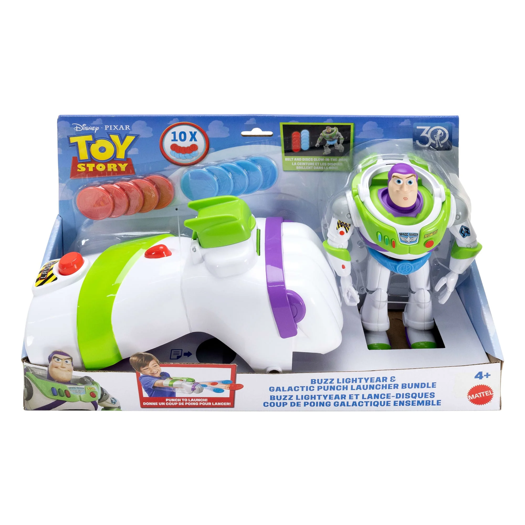 Disney Pixar Toy Story Buzz Lightyear 7 Inch Figure & Punch Launcher Toy, Lights & Sound, 5 Discs - Image 6