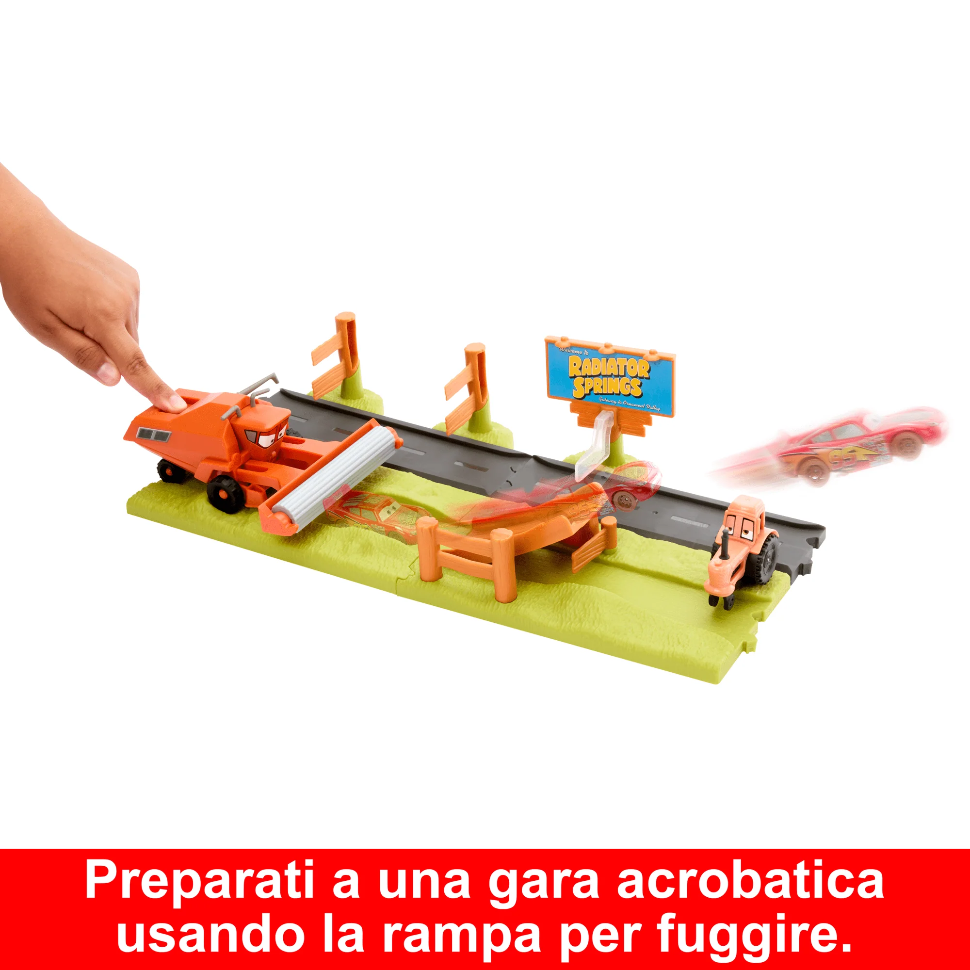 Disney E Pixar Cars Corsa Acrobatica in Fuga Da Frank Playset Con Veicolo Giocattolo Di Saetta Mcqueen - Image 4