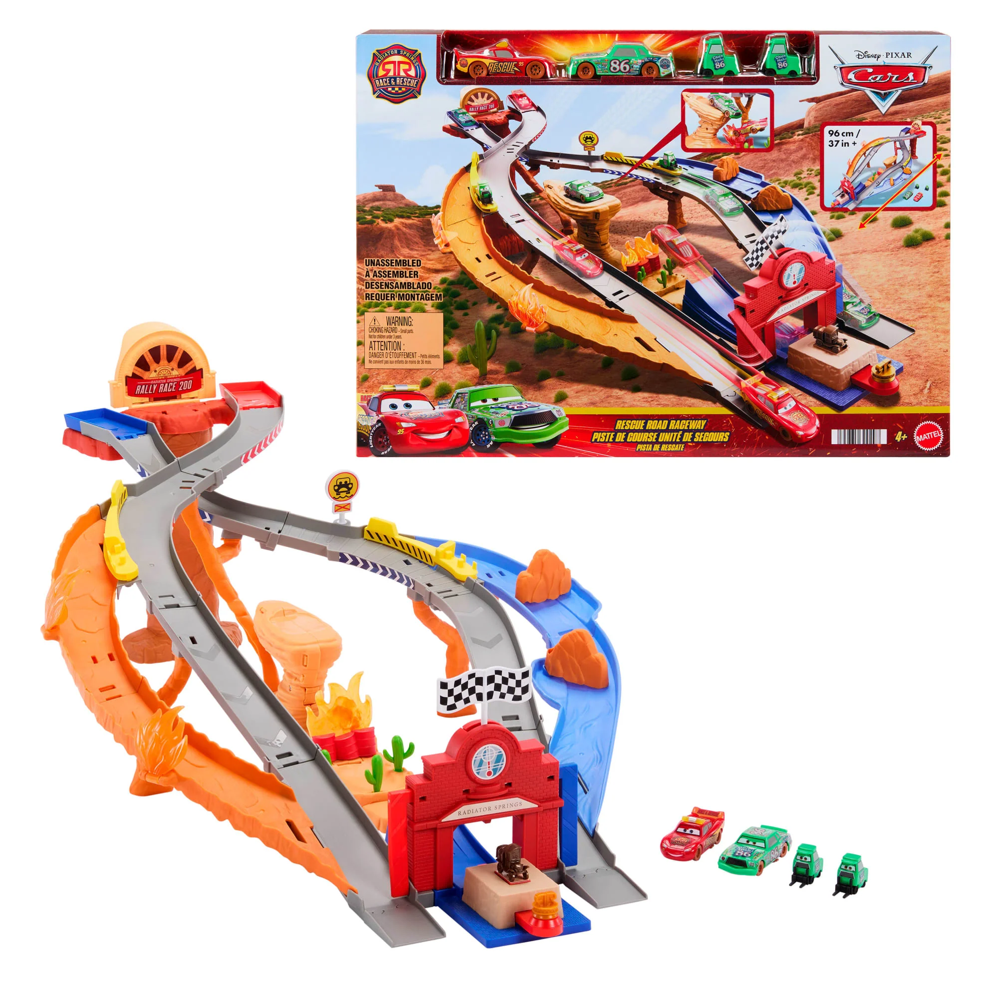 Disney E Pixar Cars Radiator Springs Sfreccia E Soccorri Circuito Per Soccorso Stradale Playset Con 4 Macchinine Giocattolo