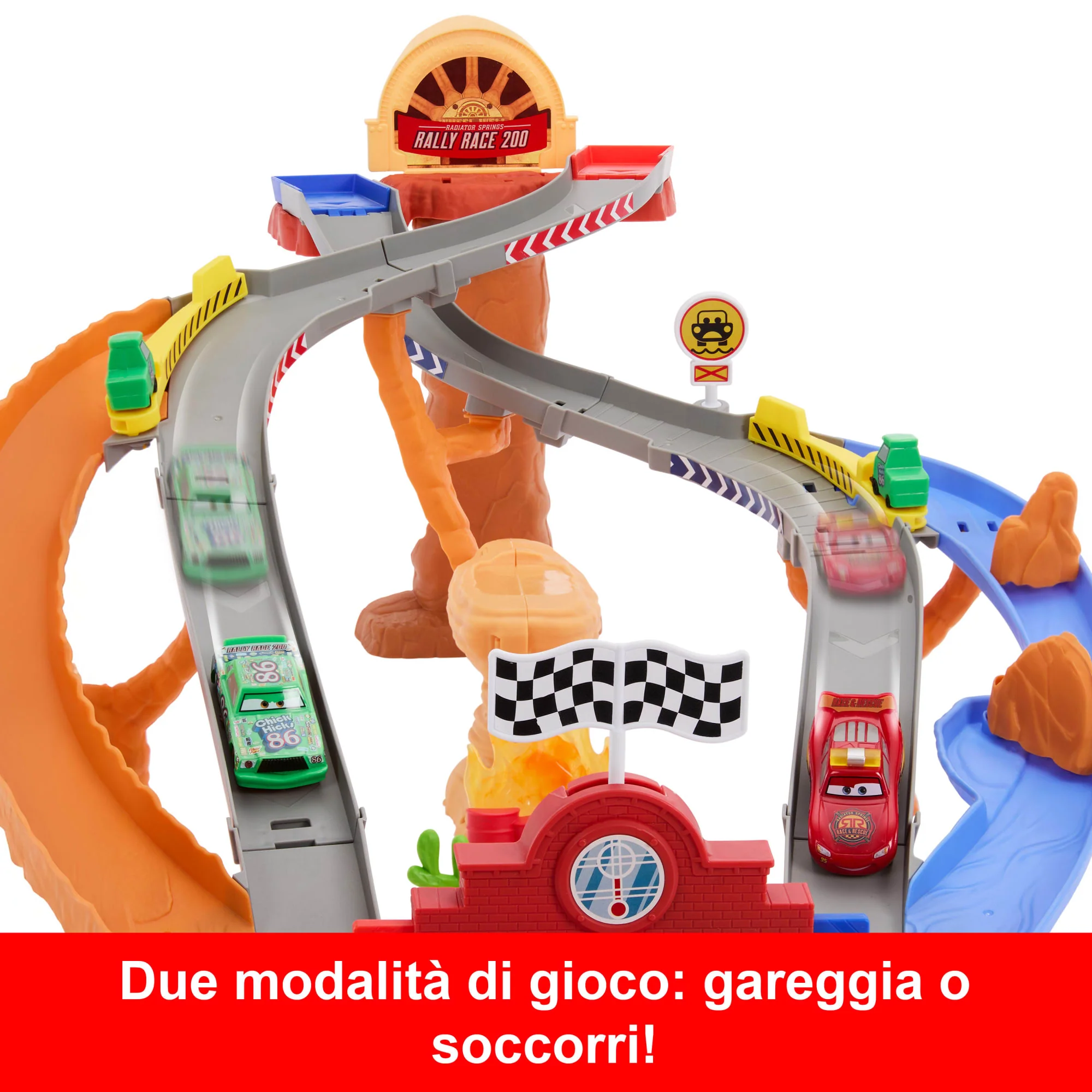 Disney E Pixar Cars Radiator Springs Sfreccia E Soccorri Circuito Per Soccorso Stradale Playset Con 4 Macchinine Giocattolo - Image 3