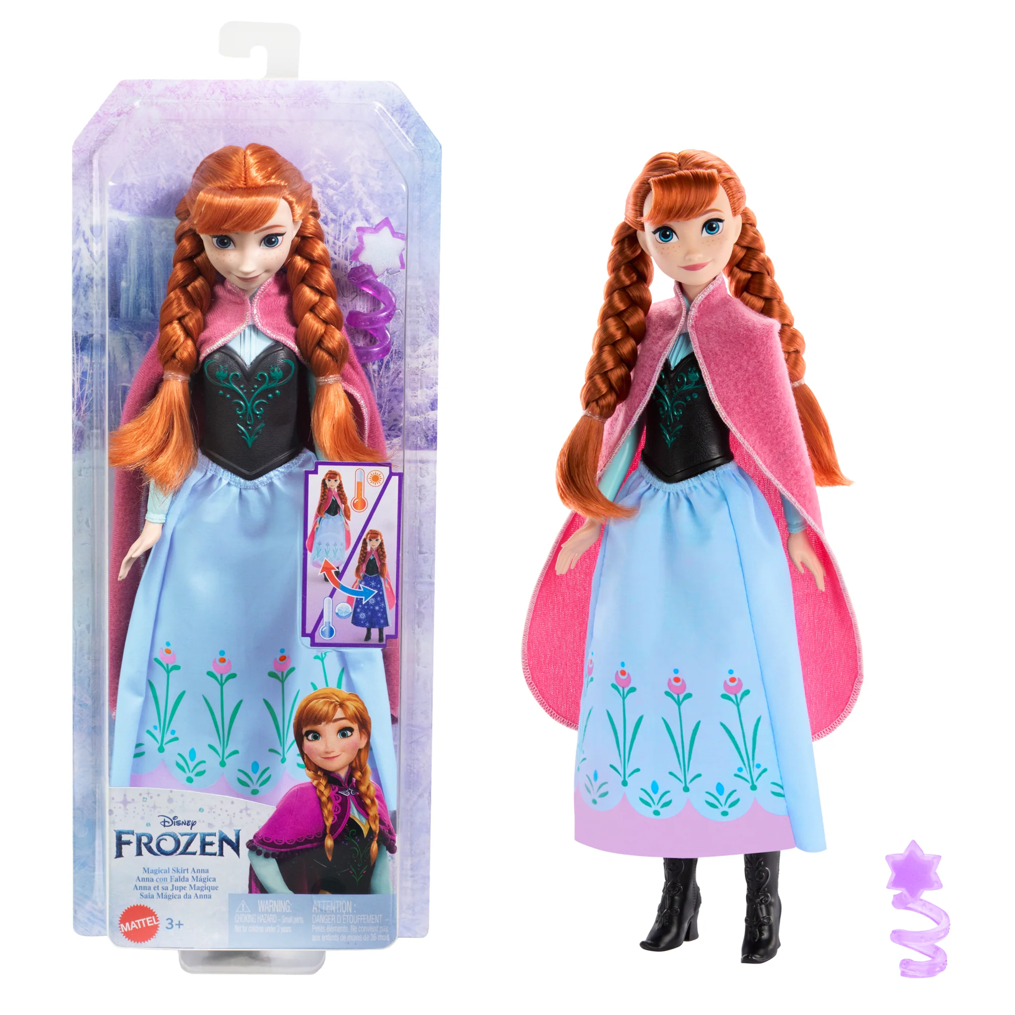 Disney La Reine Des Neiges - Anna Et Sa Robe Magique - Poupée - 3 Ans Et +