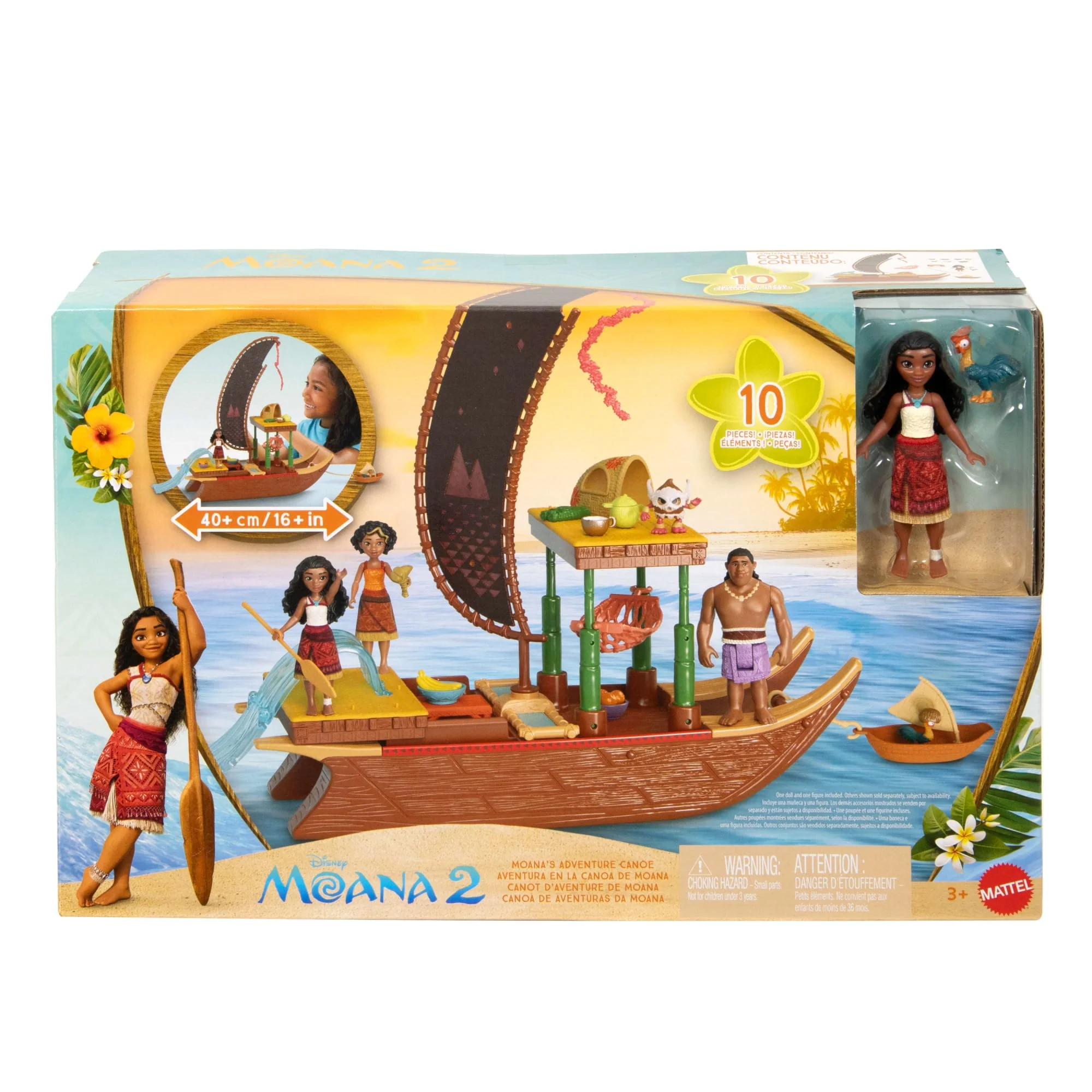 Disney Moana 2 Toys, Moana's Adventure Canoe Playset With 1 Small Doll, 1 Canoe & 10 Accessories - Image 6